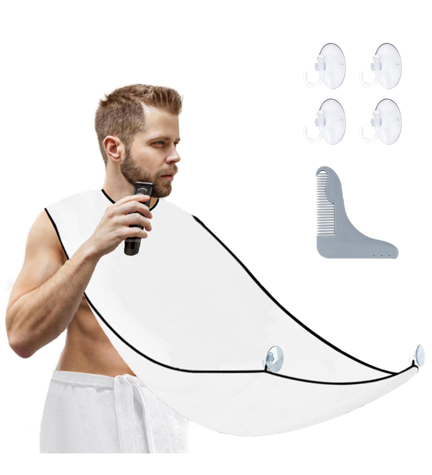 Beard Trimmer Catcher JT JUSTIME Beard Shaving Apron Bib Moustache Grooming Kit with Shaping Tool for Men's Trimming Hair Cutting Cape - Buy Online on SooperMarket.com