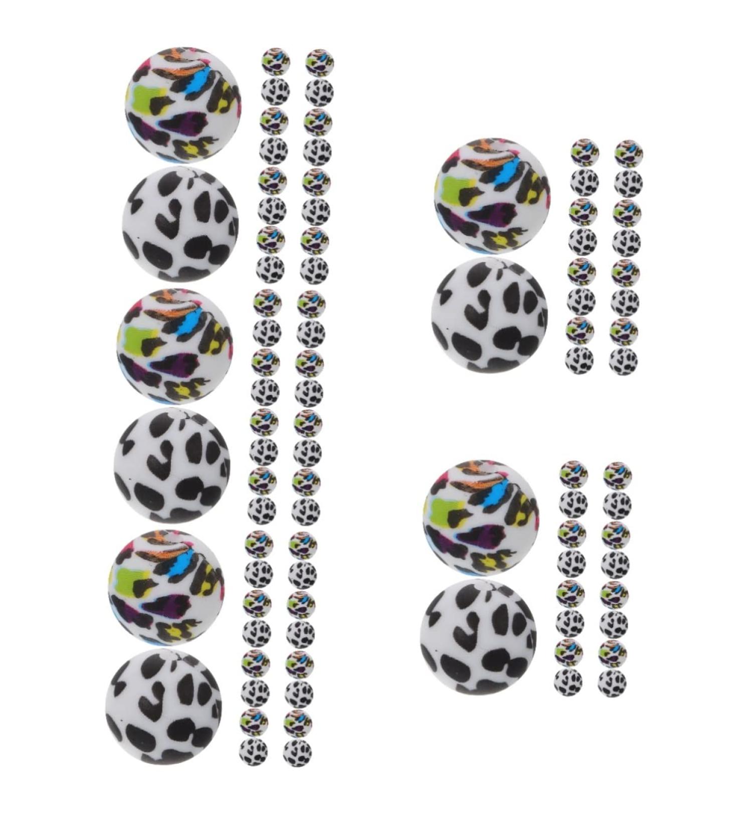 EXCEART 100 Pcs Leopard Print Silicone Bead Set for Pacifier Chain - Baby Safe - 1.5X1.5X1.5CM - Buy Online on SooperMarket.com