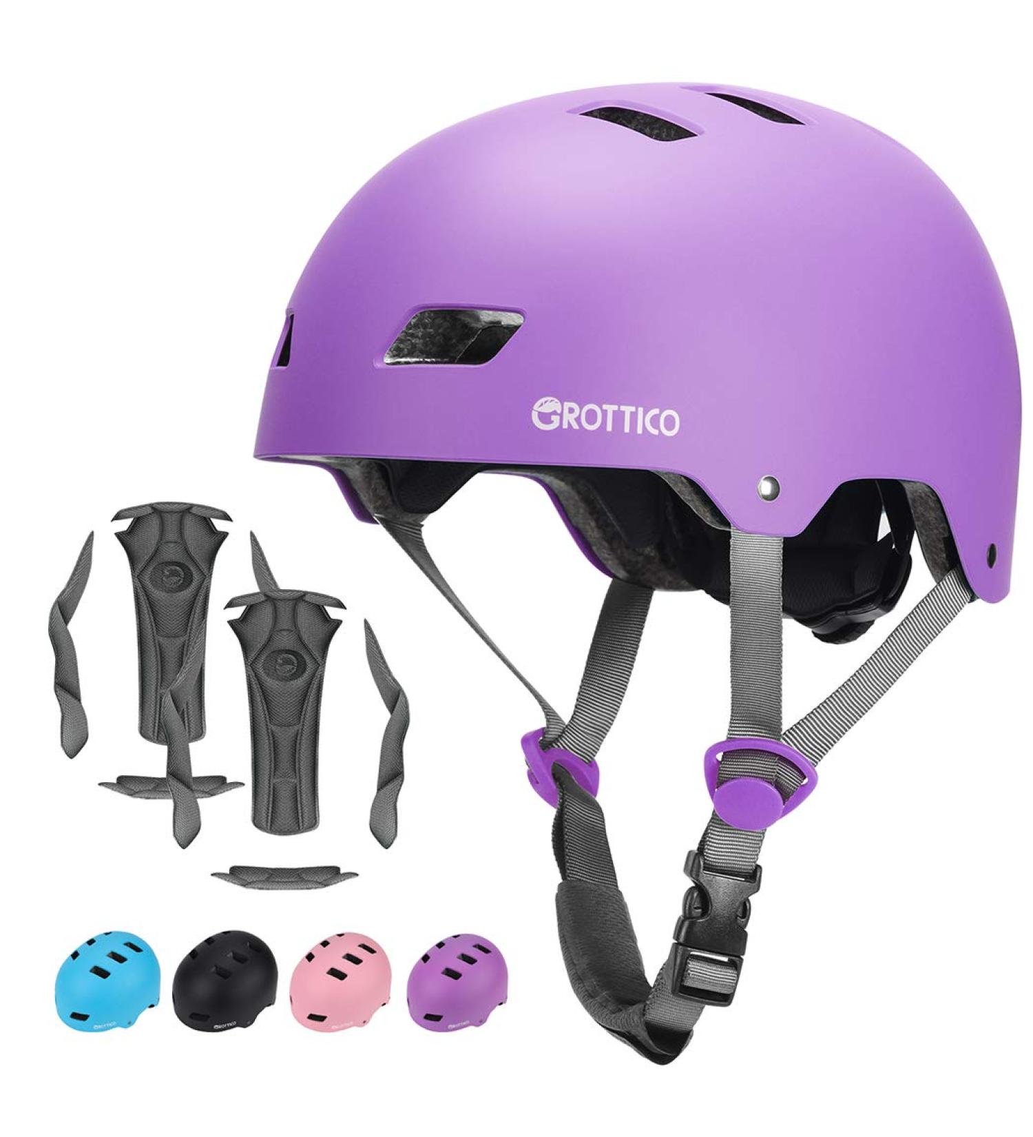GROTTICO Toddler-Kids Bike Skate Helmet | Adjustable Multi-Sport Helmet for Boys and Girls | Scooter Skateboard Safety Helmet | Ages 2-14 | Matte Purple M (21.6-22.8inch/55-58cm) - Buy Online on SooperMarket.com