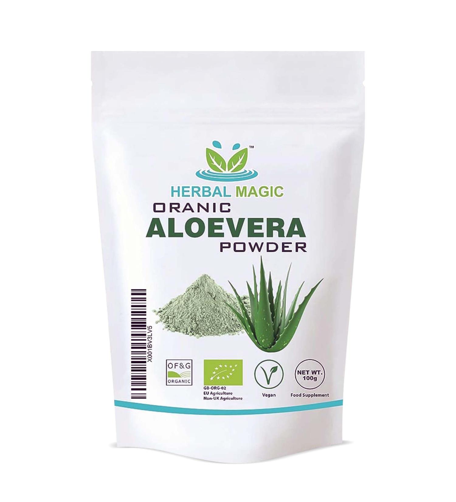 Organic Aloe Vera Powder - Premium Quality for Face, Hair, Smoothies & Baking - 100g - Buy Online on SooperMarket.com