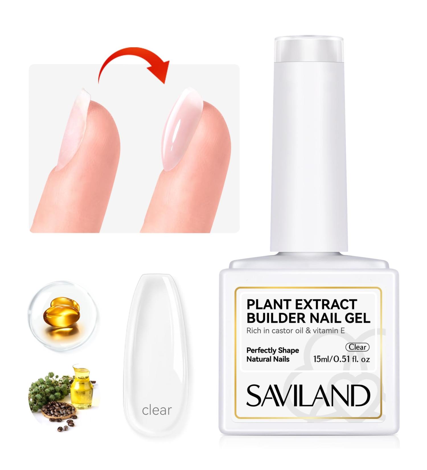 SAVILAND Clear Builder Nail Gel - 15ml | Strong Hard Gel & Nail Strengthener with Castor Oil & Vitamin E for Nail Extensions & Repair - Buy Online on SooperMarket.com