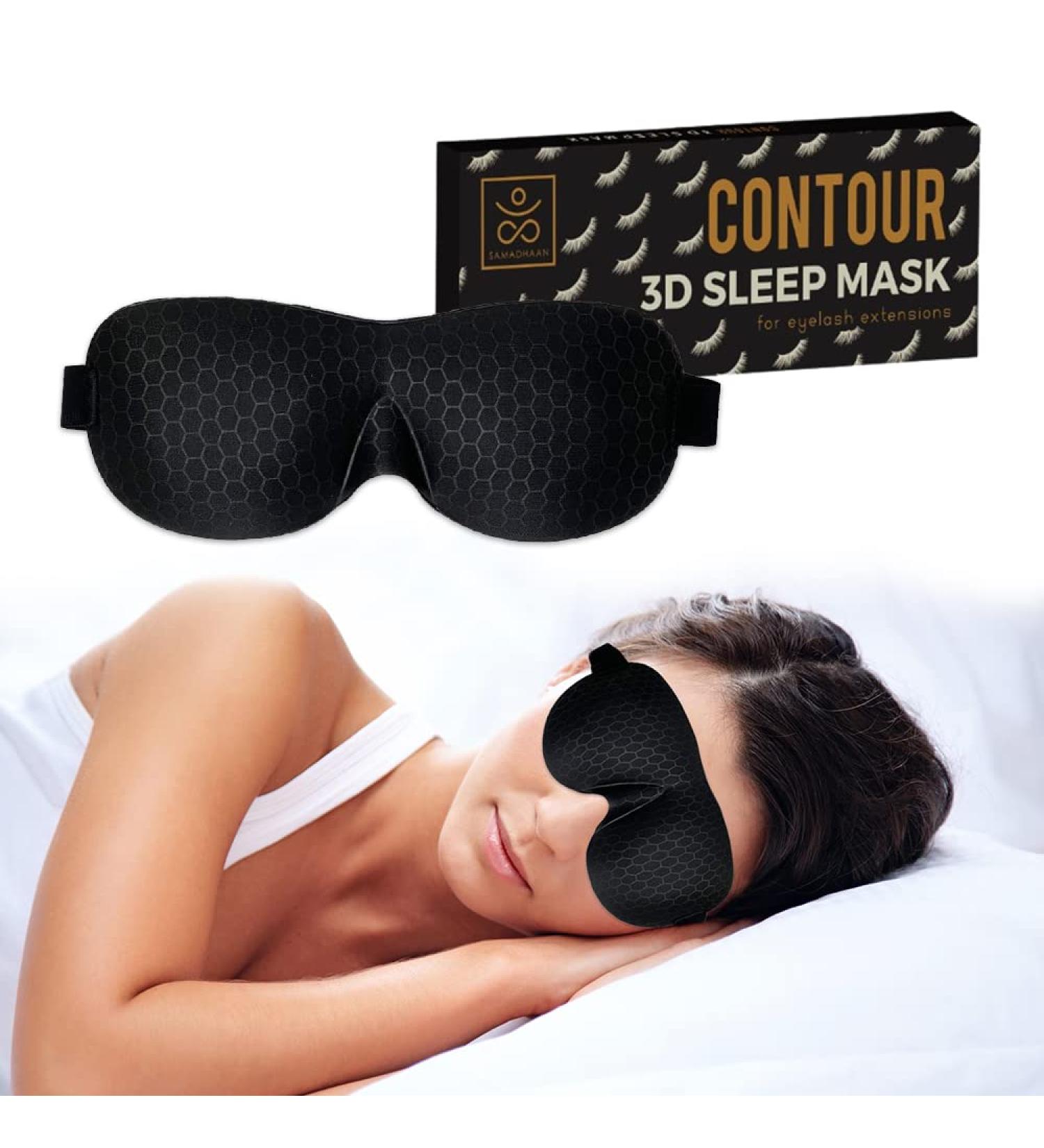 Samadhaan 3D Sleep Mask Deep Orbit - Ultra Light Weight & Comfortable Concave Molded Night Mask for Eyelash Extensions - Black - Buy Online on SooperMarket.com