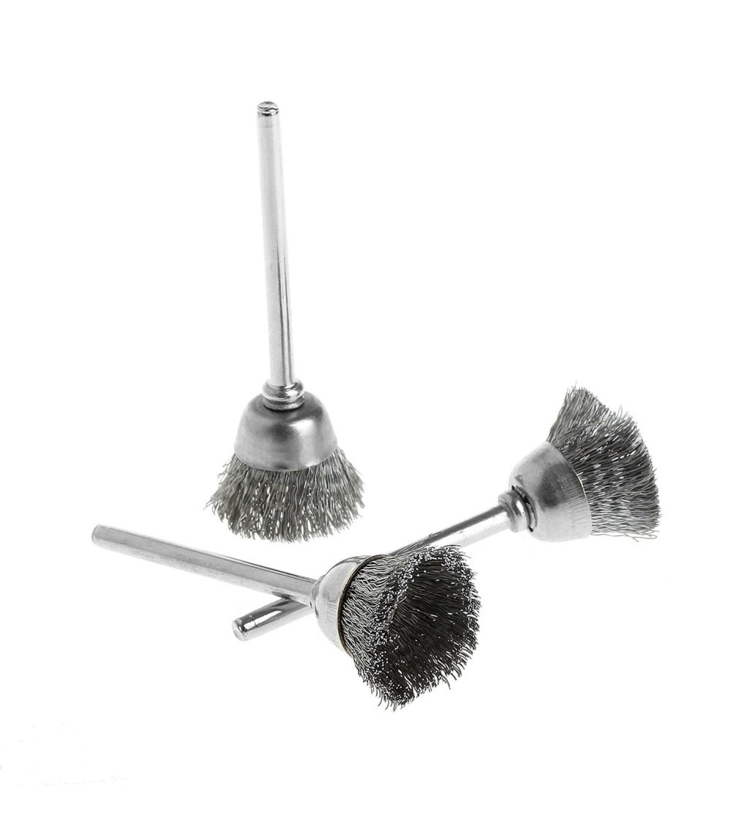 JOYKK 3Pieces Steel Wire Wheel Brush Head Abrasive Deburring Drilling Tools Bowl-shape - Silver - Buy Online on SooperMarket.com