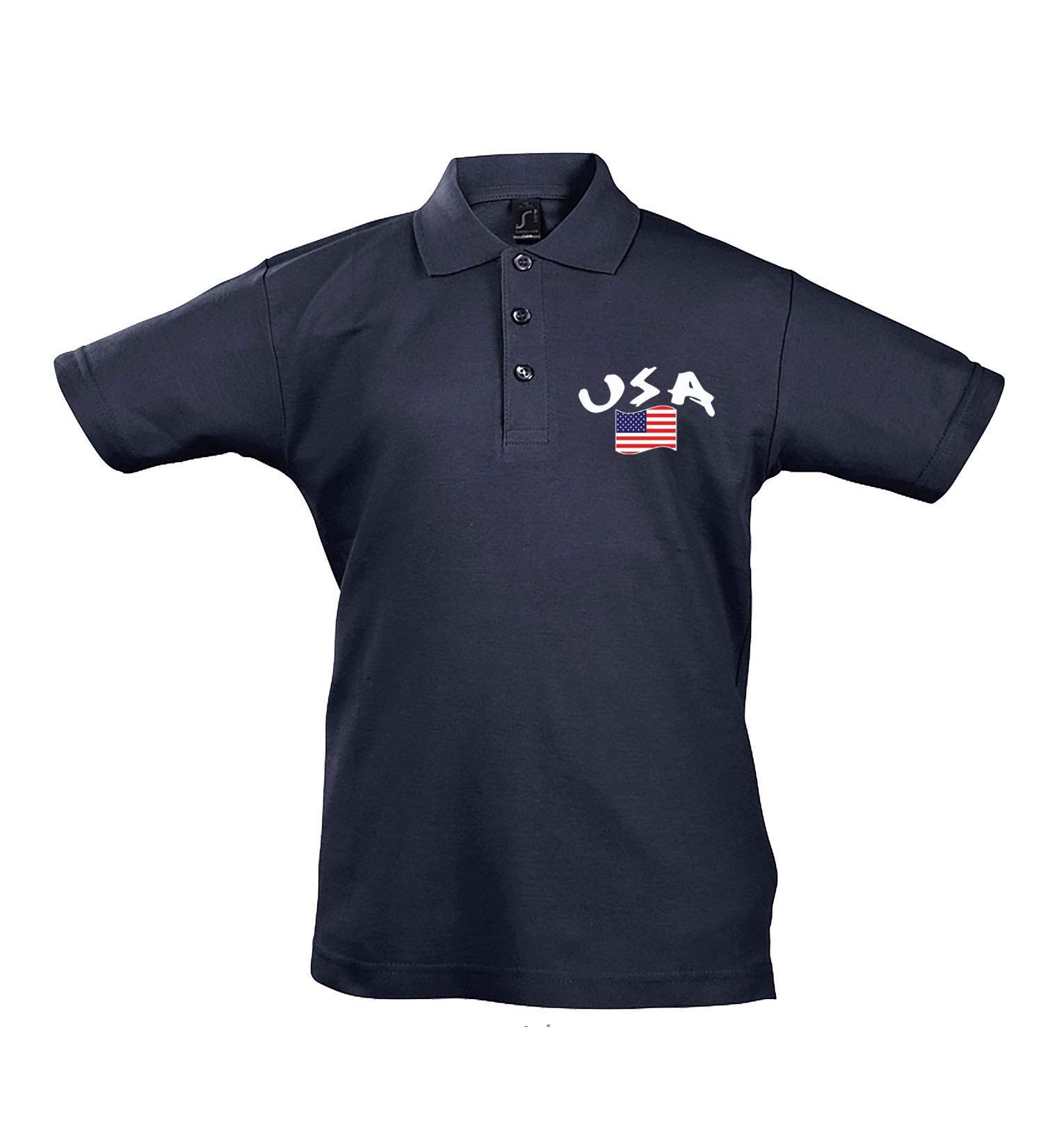 Supportershop Unisex Kids Polo Enfant Rugby Polo Shirt USA FR : L (Manufacturer Size : 8 years) Blue