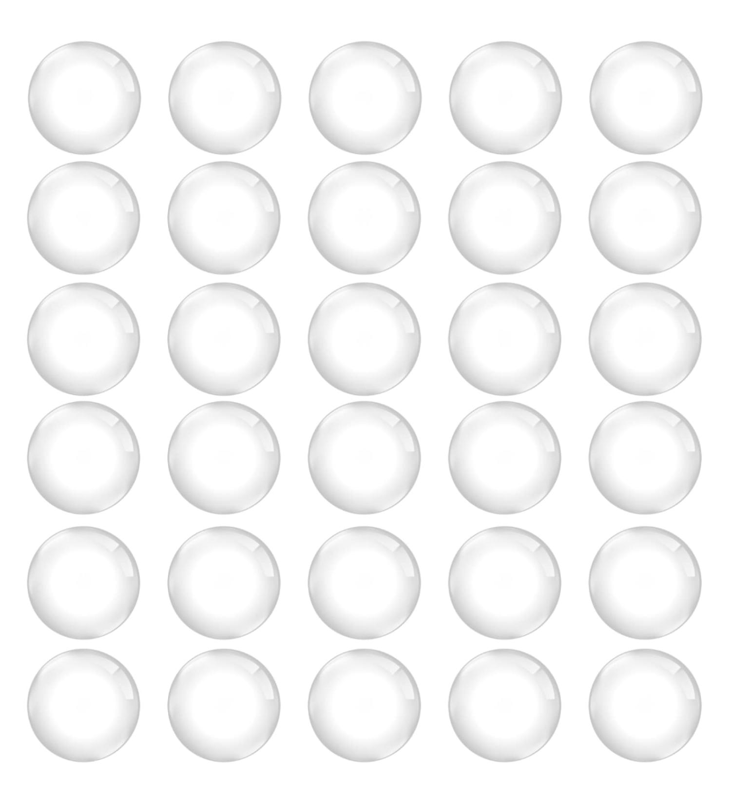 30PCS 1 Inch Clear Glass Cabochons for Crafts, Jewelry Making - Non-Calibrated Round Gems for Pendants, Rings, Necklaces - 25mm Dome Tile Clear Glass Pebbles - Buy Online on SooperMarket.com