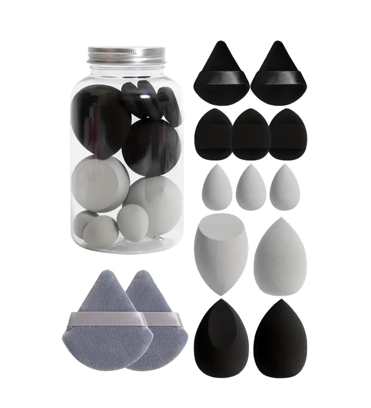 Virtcooy Makeup Puff Beauty Makeup Sponge Set | Portable Sponge Facial Makeup Tools Blender Sponges for Powder Foundation Black - Buy Online on SooperMarket.com
