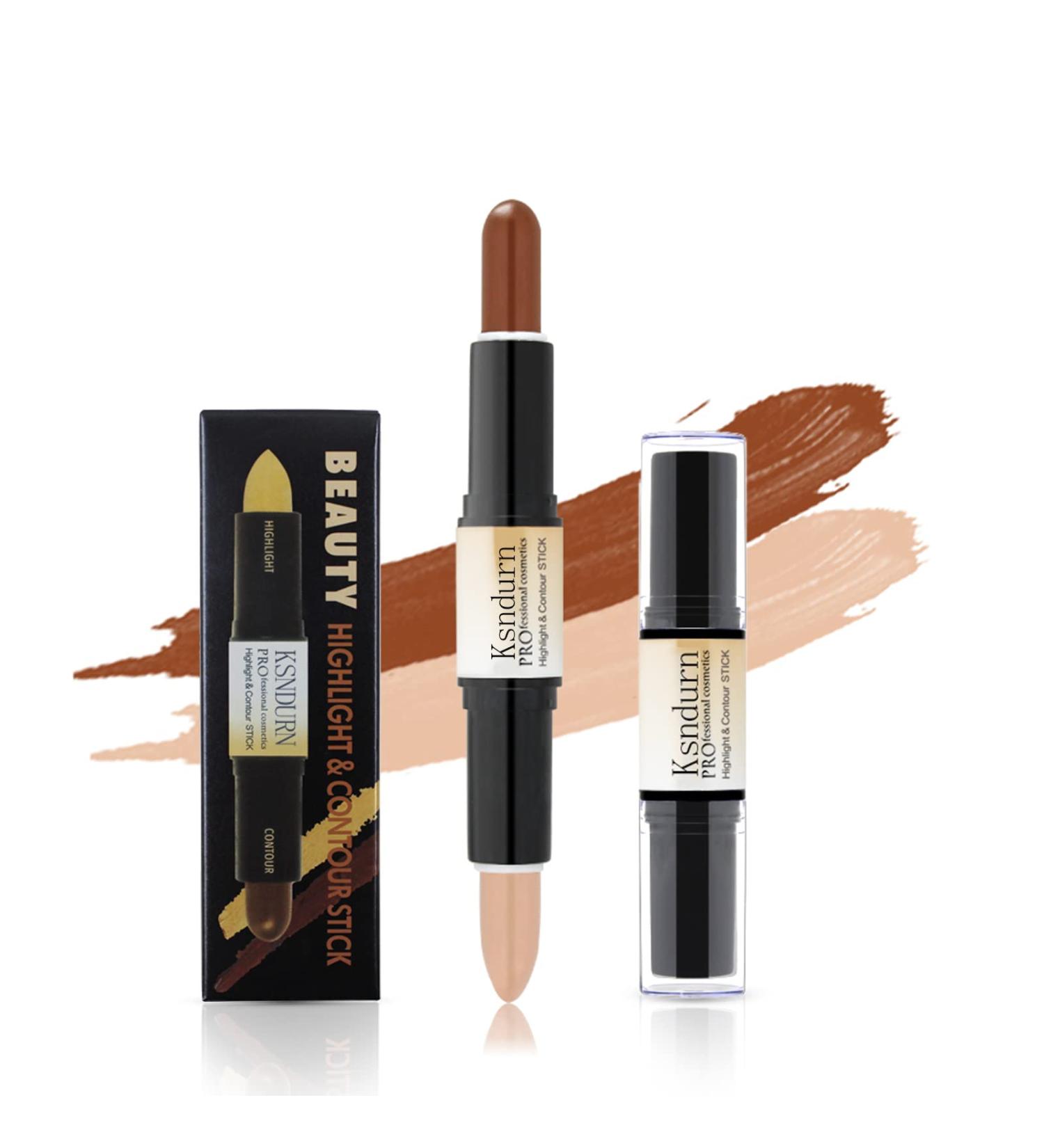 Dual-ended Contour Stick Ksndurn Contour Stick Makeup - Double-End Face Concealer Contouring Sticks Cream/Color Highlighter(Nature) Shadow(Dark Brown) - Buy Online on SooperMarket.com