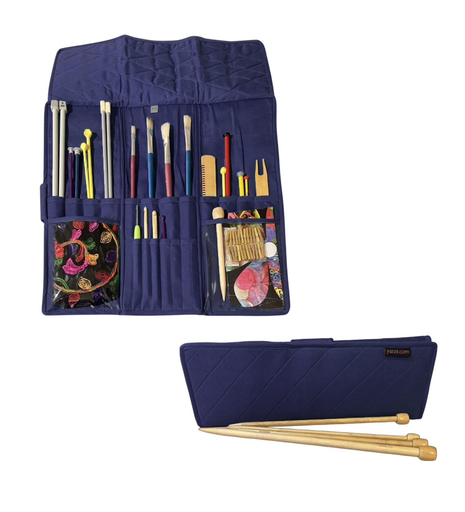 Yazzii Knitting Needles Case - Navy | Travel Organizer for Knitting Needles - Buy Online on SooperMarket.com