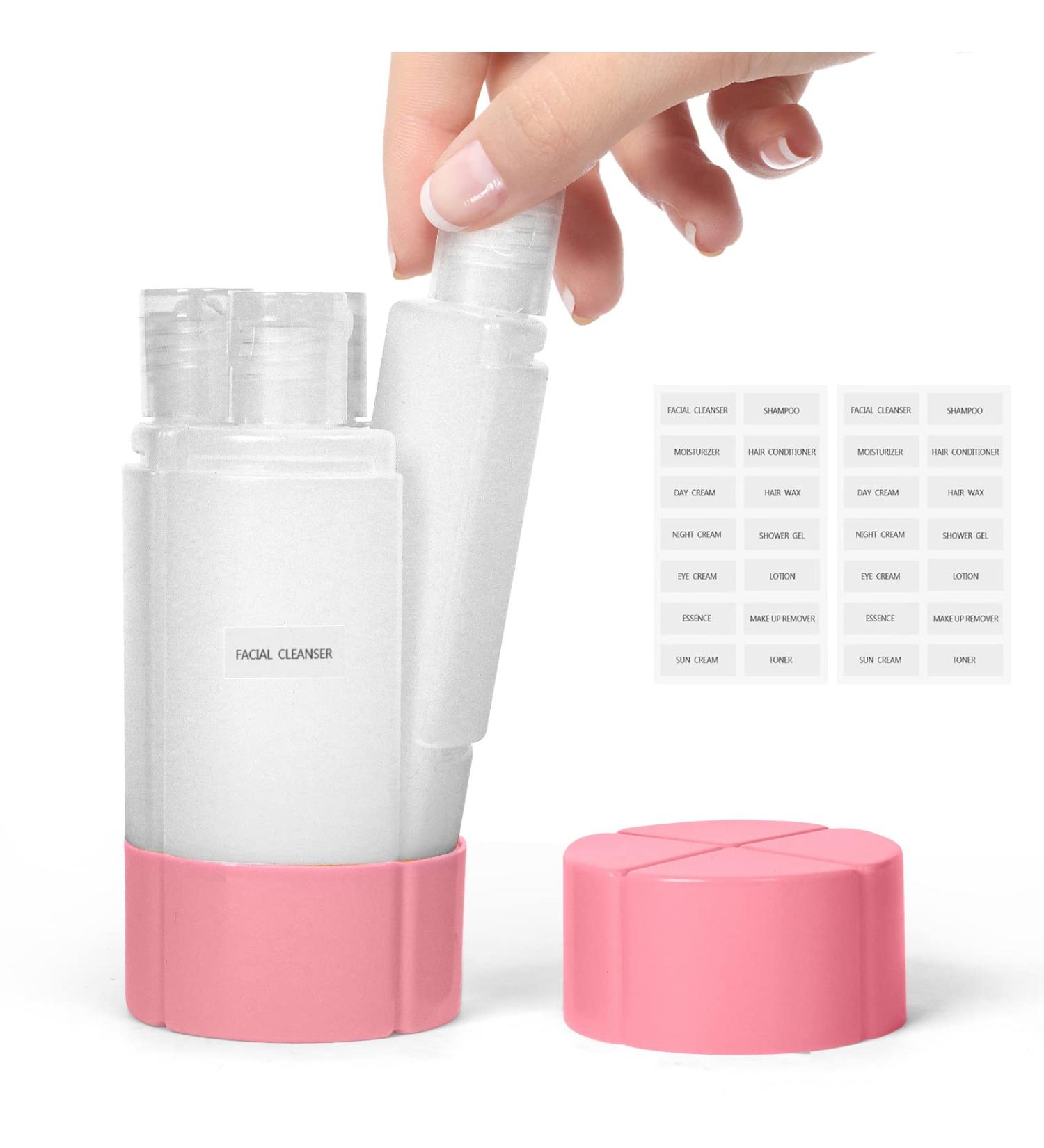 Olatay Travel Bottle - TSA Approved 4-in-1 Leak-Proof 60ml/2oz Toiletries for Travel Gym & Camping | Portable Shampoo & Lotion Bottle with Labels - Pink - Buy Online on SooperMarket.com