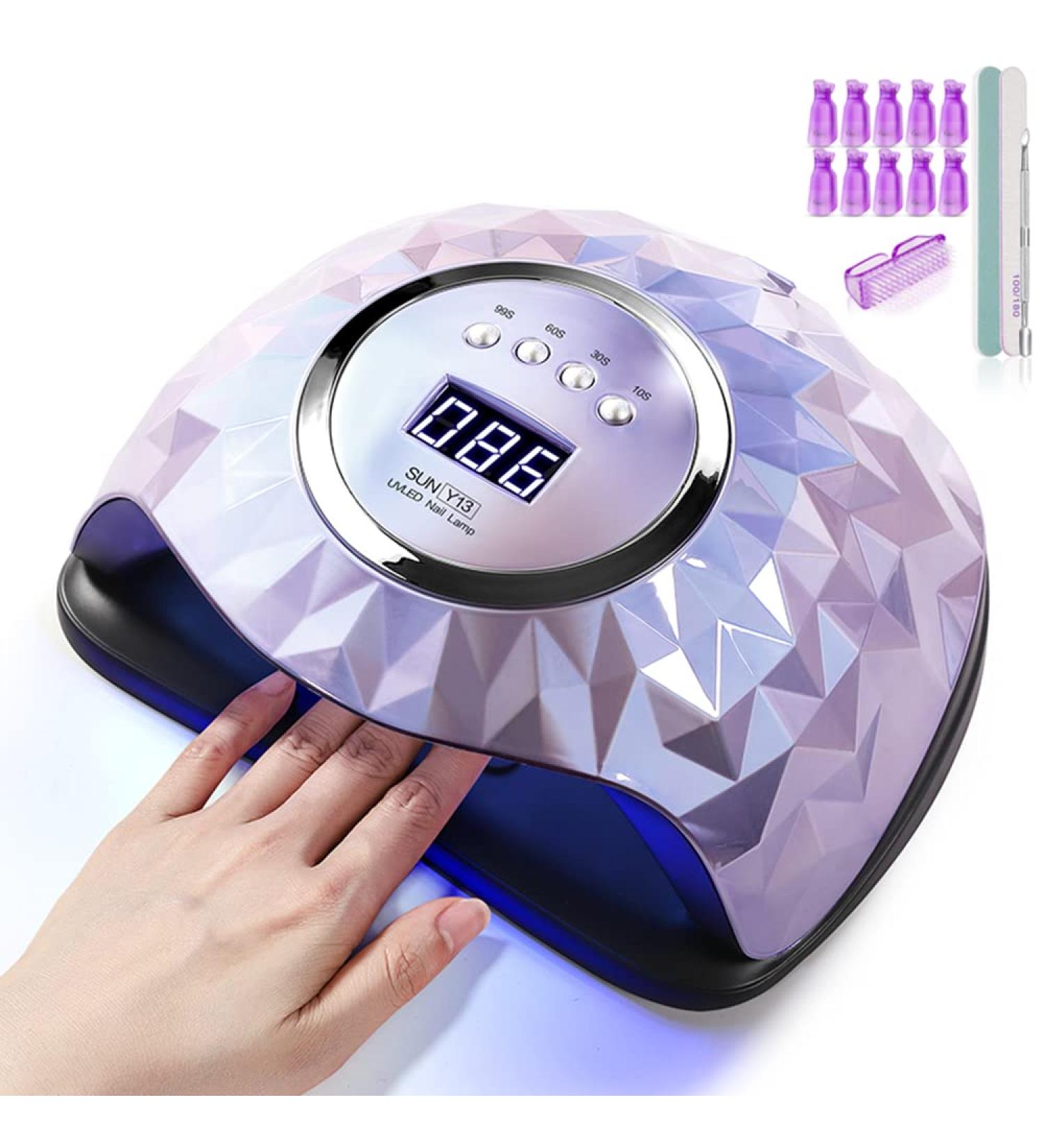 iBigLY 248W UV LED Nail Lamp - Faster Curing Nail Dryer for Gel Polish - 60 Lamp Beads, 4 Timers, Auto Sensor - Home Salon Nail Art Light - Purple - Buy Online on SooperMarket.com