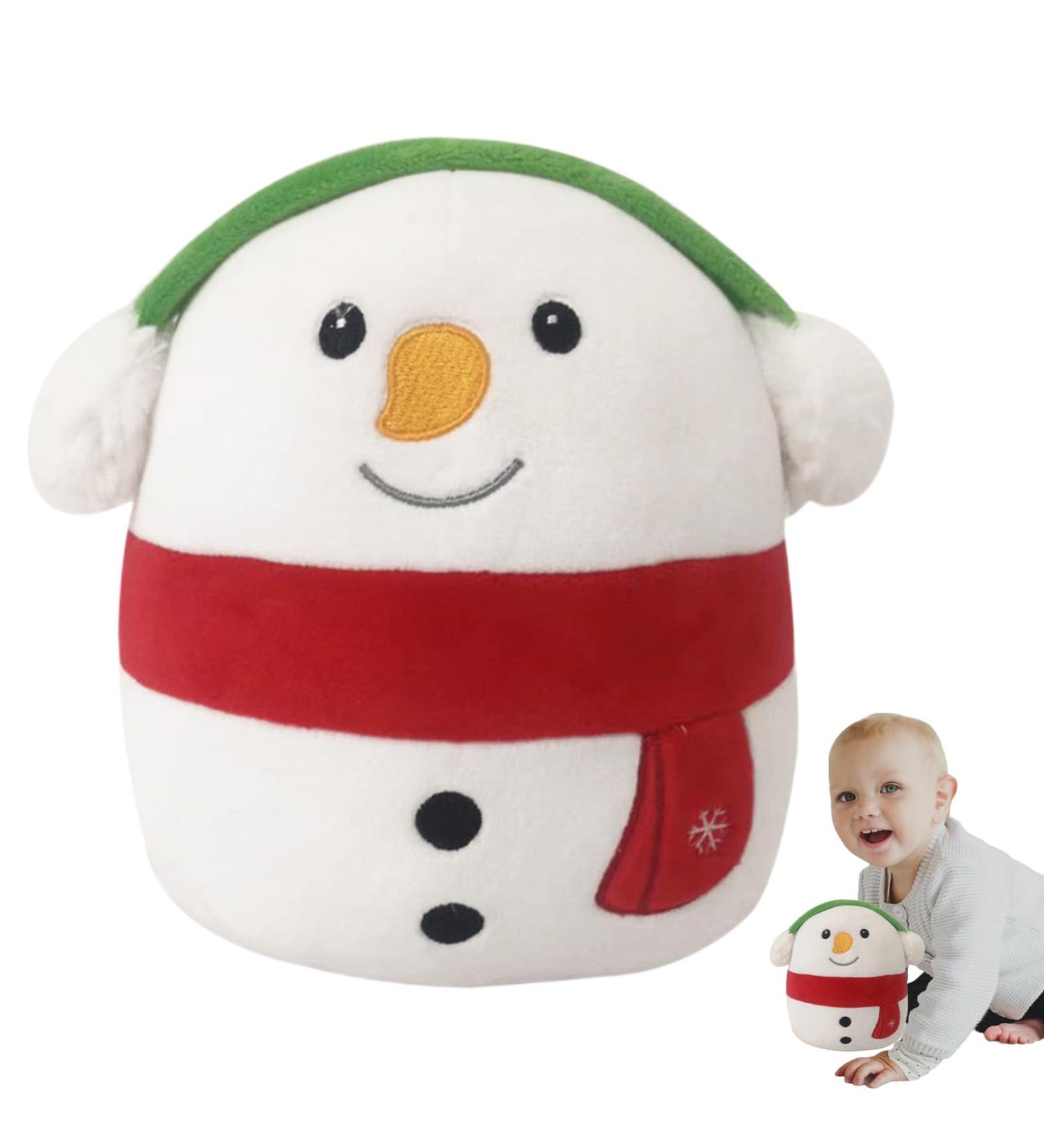Snowman Stuffed Animal Plush Pillow Christmas Pillows for Boys Girls Soft Hugging Pillow Cute Snowman Plush Toy for Kids Birthday Christmas Party Favor Gift Sofa Bedroom Kids Room Decorations
