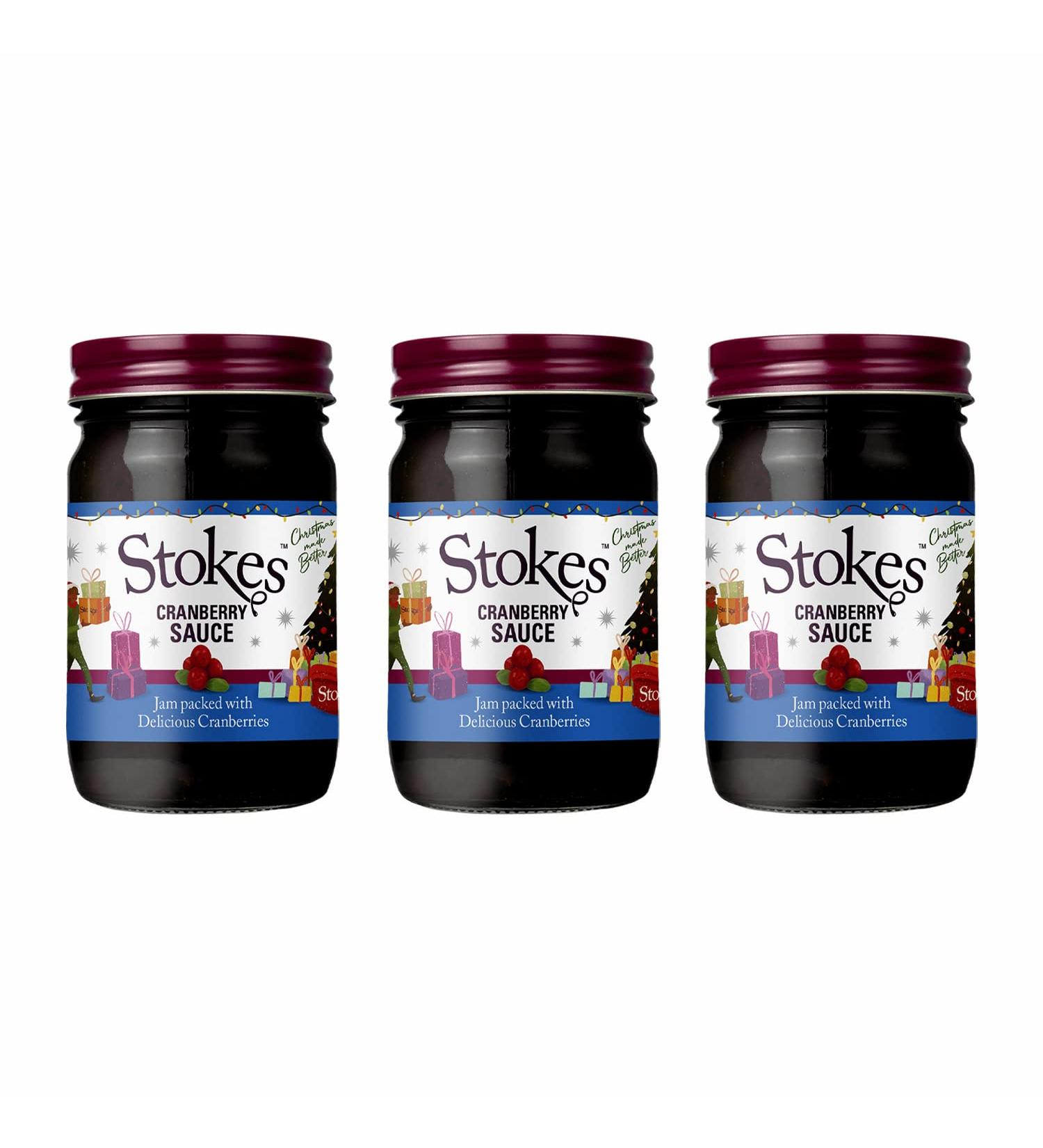 Stokes Cranberry Sauce in Limited Edition Christmas Jar 415g - Pack of 3
