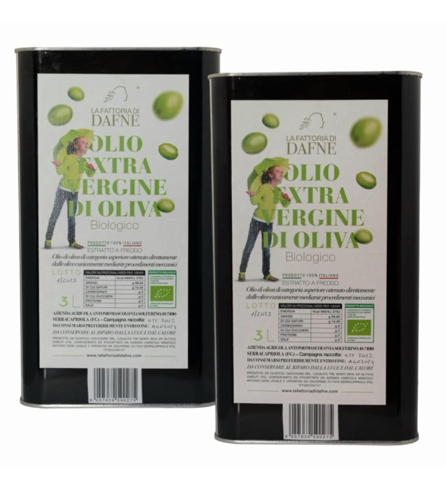 Organic extra virgin olive oil cold-pressed Evo oil Pack 2 cans of 3 liters - Buy Online on SooperMarket.com
