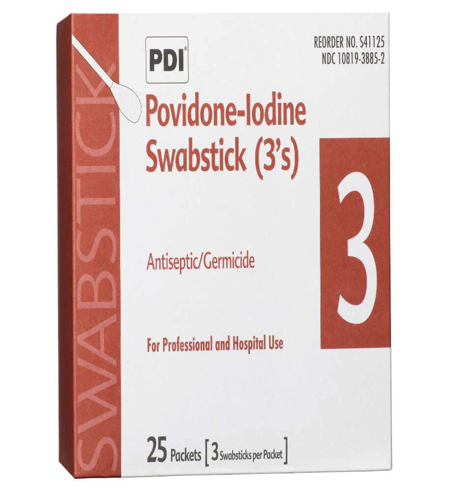 PDI PVP Iodine Prep Swabstick Skin Antiseptic 3's - Case of 750 - Buy Online on SooperMarket.com