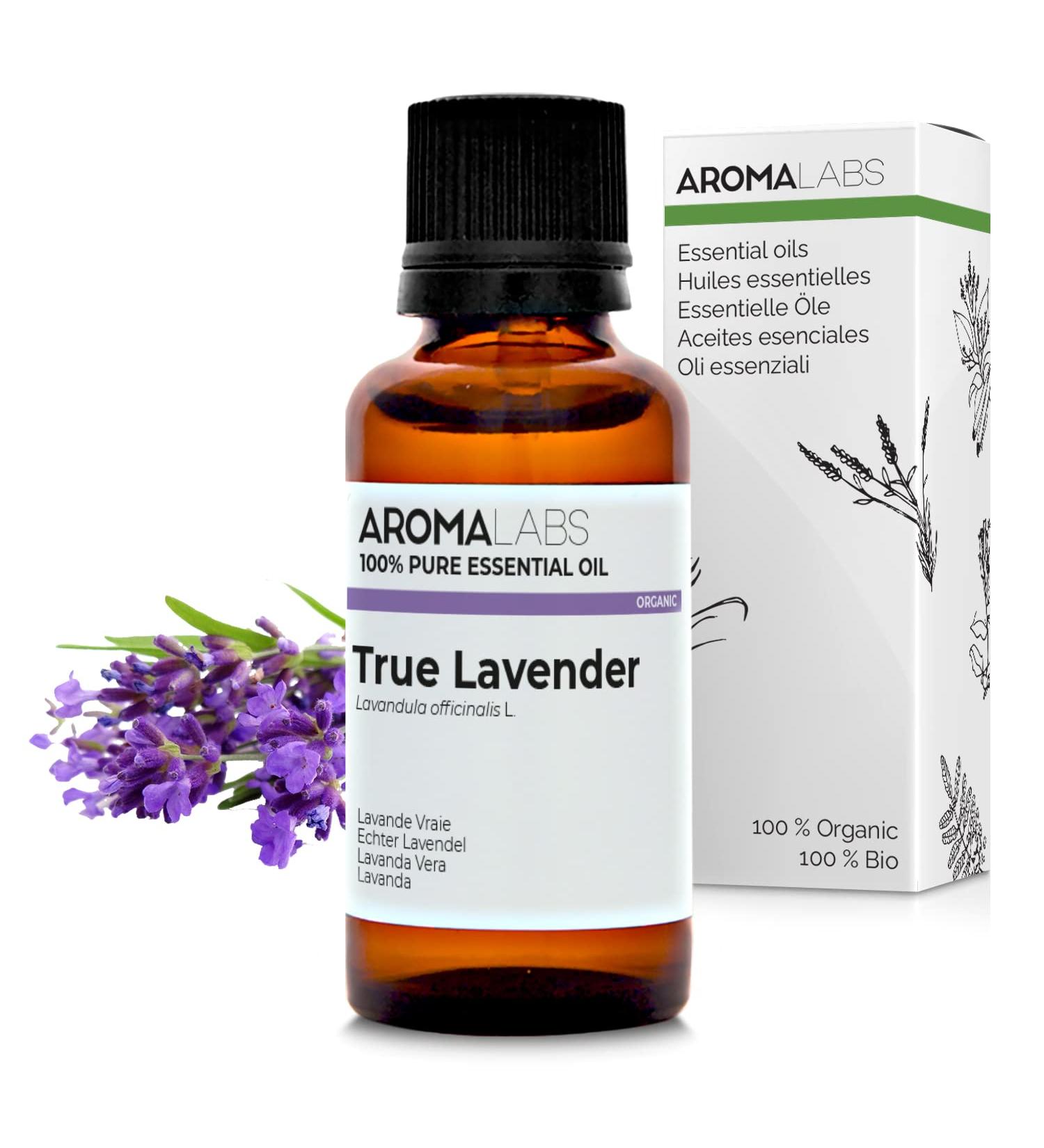 Organic True Lavender Essential Oil 30ml - 100% Pure & Ecocert Certified - Best Therapeutic Grade | AROMA LABS - Buy Online on SooperMarket.com