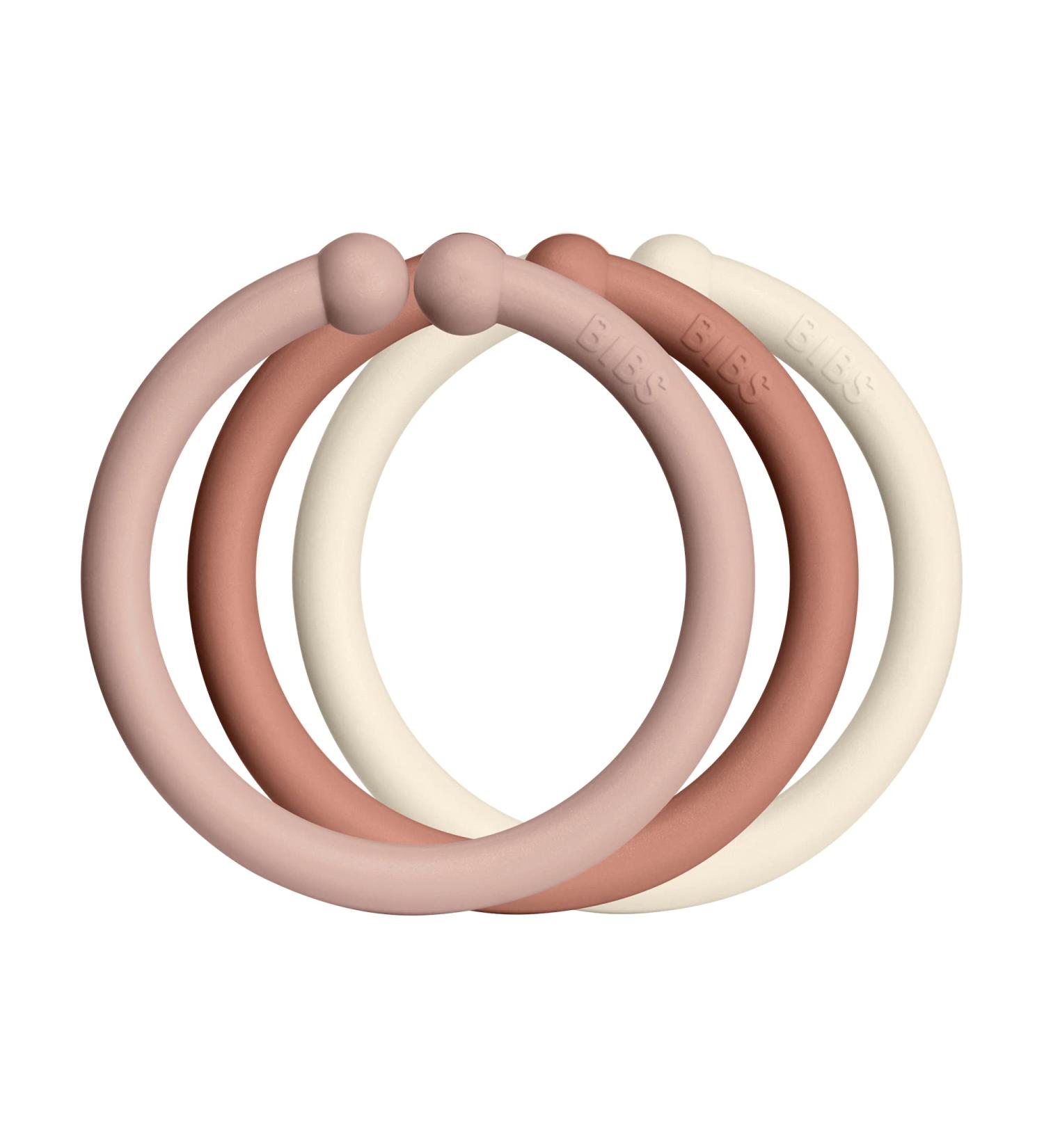 BIBSS LOOPS 12-Pack - BPA-Free Food Safe Teethers for 0-36 Months | Blush Woodchuck Ivory - Buy Online on SooperMarket.com