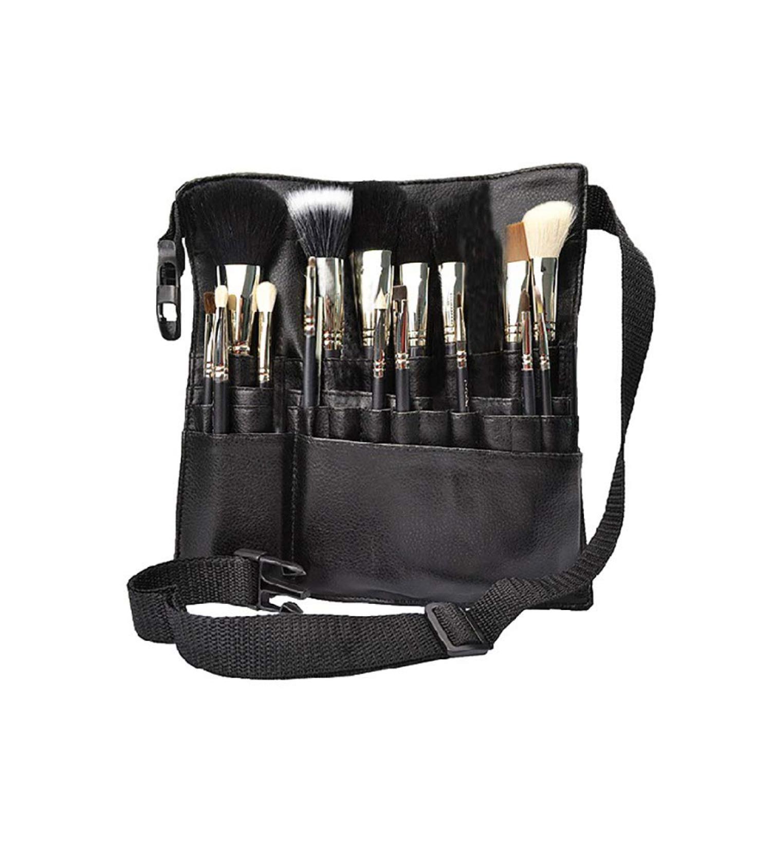 1pc Pu Leather Makeup Brush Waist Bag Portable Cosmetic Brush Holder Organizer with Artists Belt Strap (unfolding) - Buy Online on SooperMarket.com