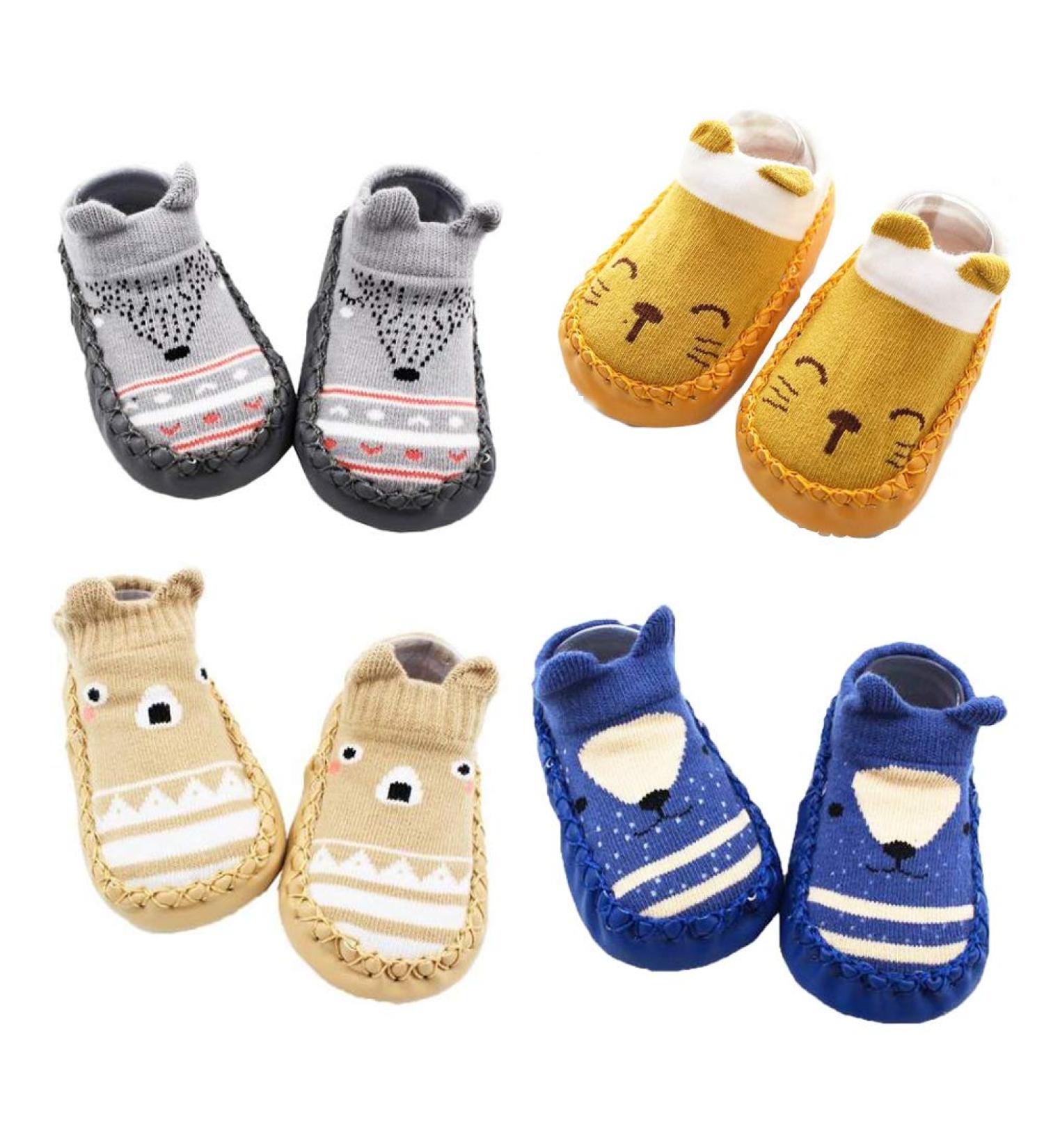 XM-Amigo Baby Boys Girls Anti-Slip Indoor Slippers 12-18 Months Blue Set01 - 4 Pairs - Buy Online on SooperMarket.com