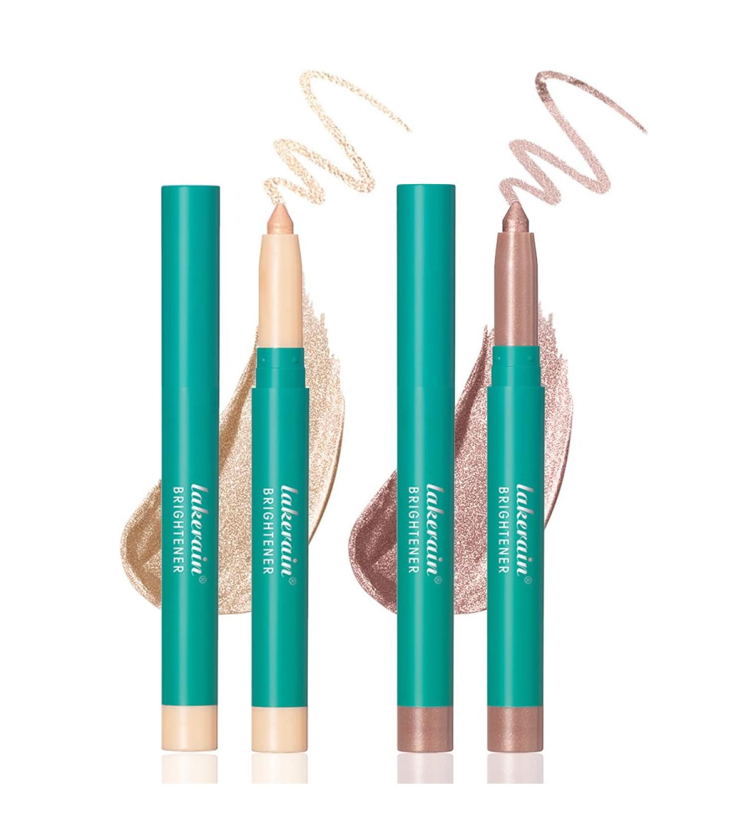 Aaiffey 2PCS Eyeshadow Stick Set Eye Brightener Stick Waterproof Glitter Eyeshadow Pencil Highlighter Eye Liner Shimmer Creamy Long Lasting Eye Makeup (2#Champagne+3#Rose Gold) - Buy Online on SooperMarket.com