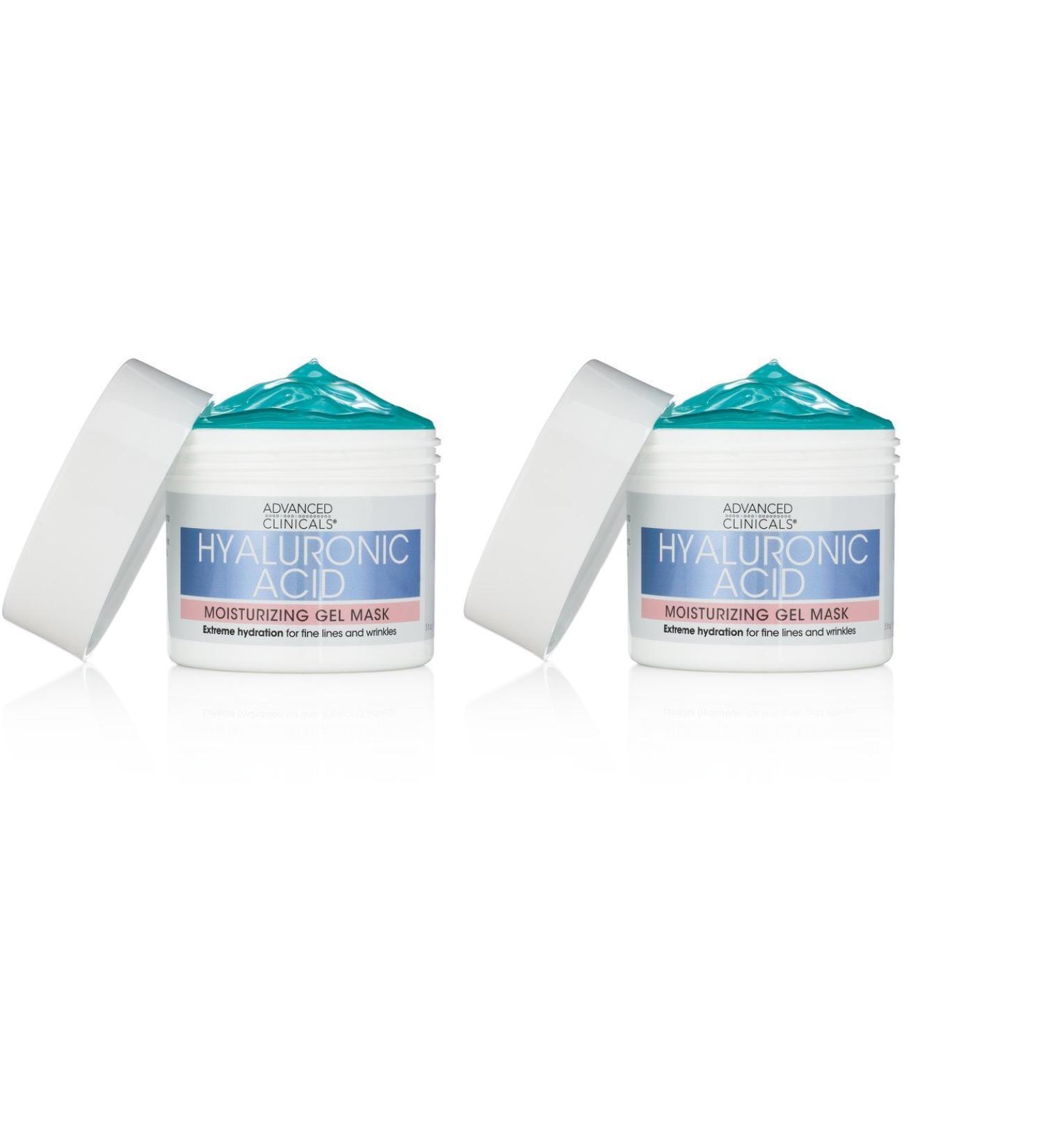 Advanced Clinicals Hyaluronic Acid Gel Mask - Hydrating & Brightening Anti-Aging Facial Mask (Pack of 2) - 5 Fl Oz Each - Buy Online on SooperMarket.com