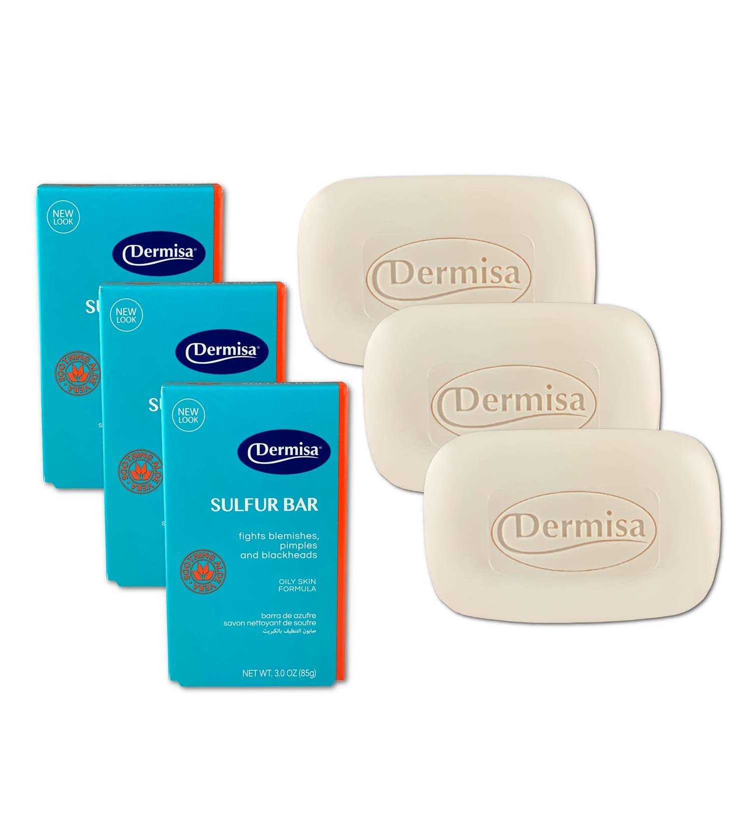 Dermisa Sulfur Bar with Aloe Vera for Oily Acne-Prone Skin - 3 oz (Pack of 3) - Buy Online on SooperMarket.com