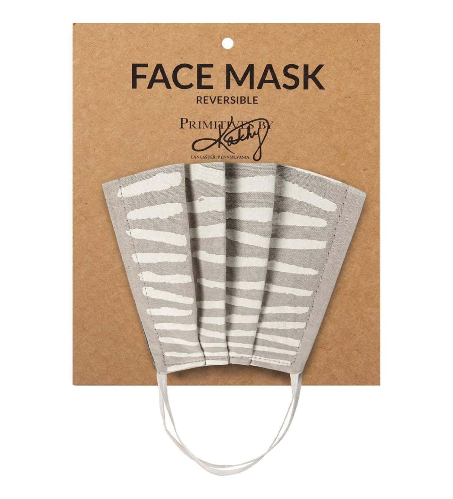 Reusable Non-Medical Reversible Double-Sided Cloth Face Masks - Off White & Gray | Parker Print & Solid - International Shipping Available - Buy Online on SooperMarket.com