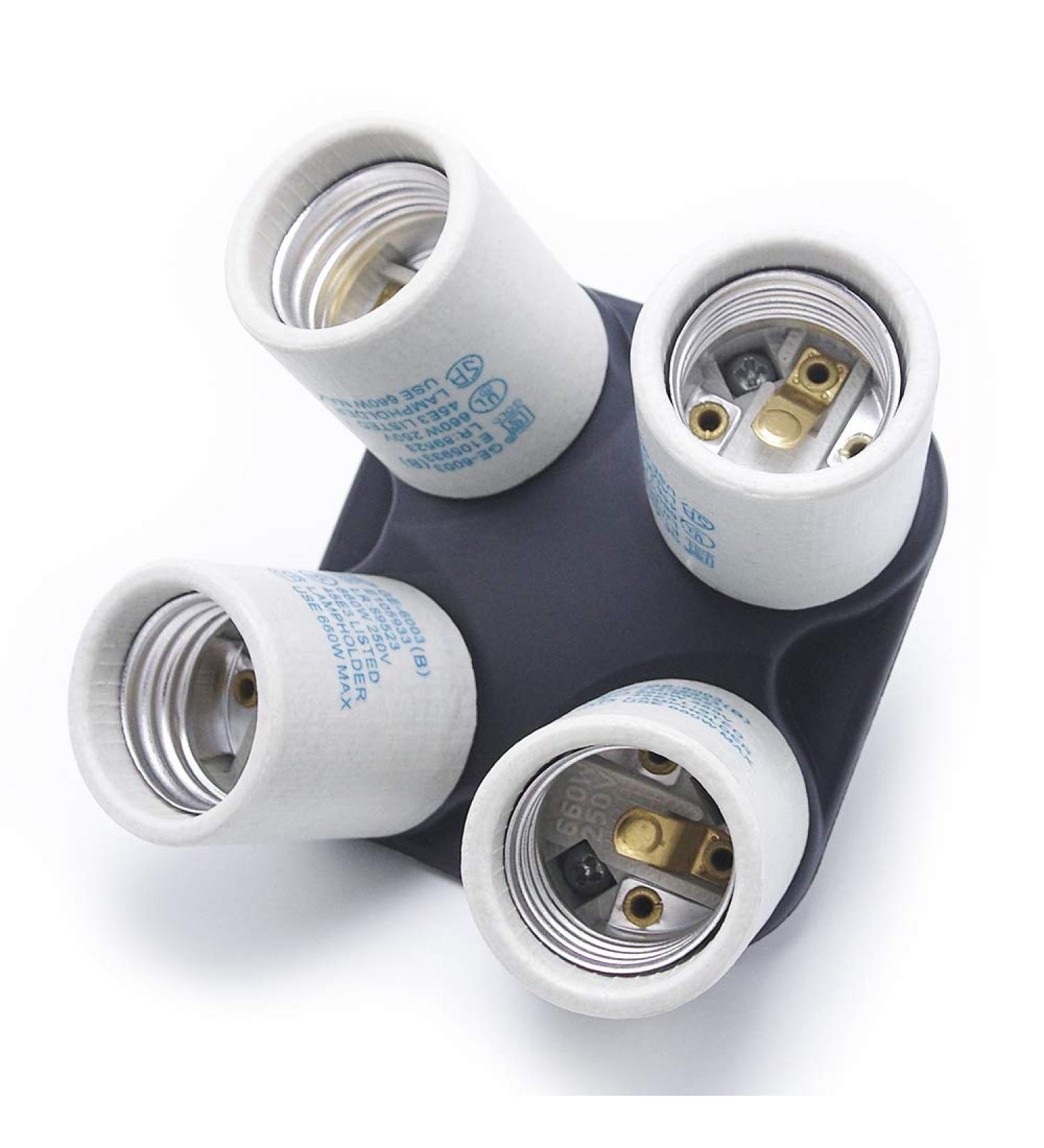 LimoStudio 4 in 1 Socket Adapter E27 Bulb Lamp Light Splitter for Photo Studio Lighting | UL Approved | AGG813 - Buy Online on SooperMarket.com