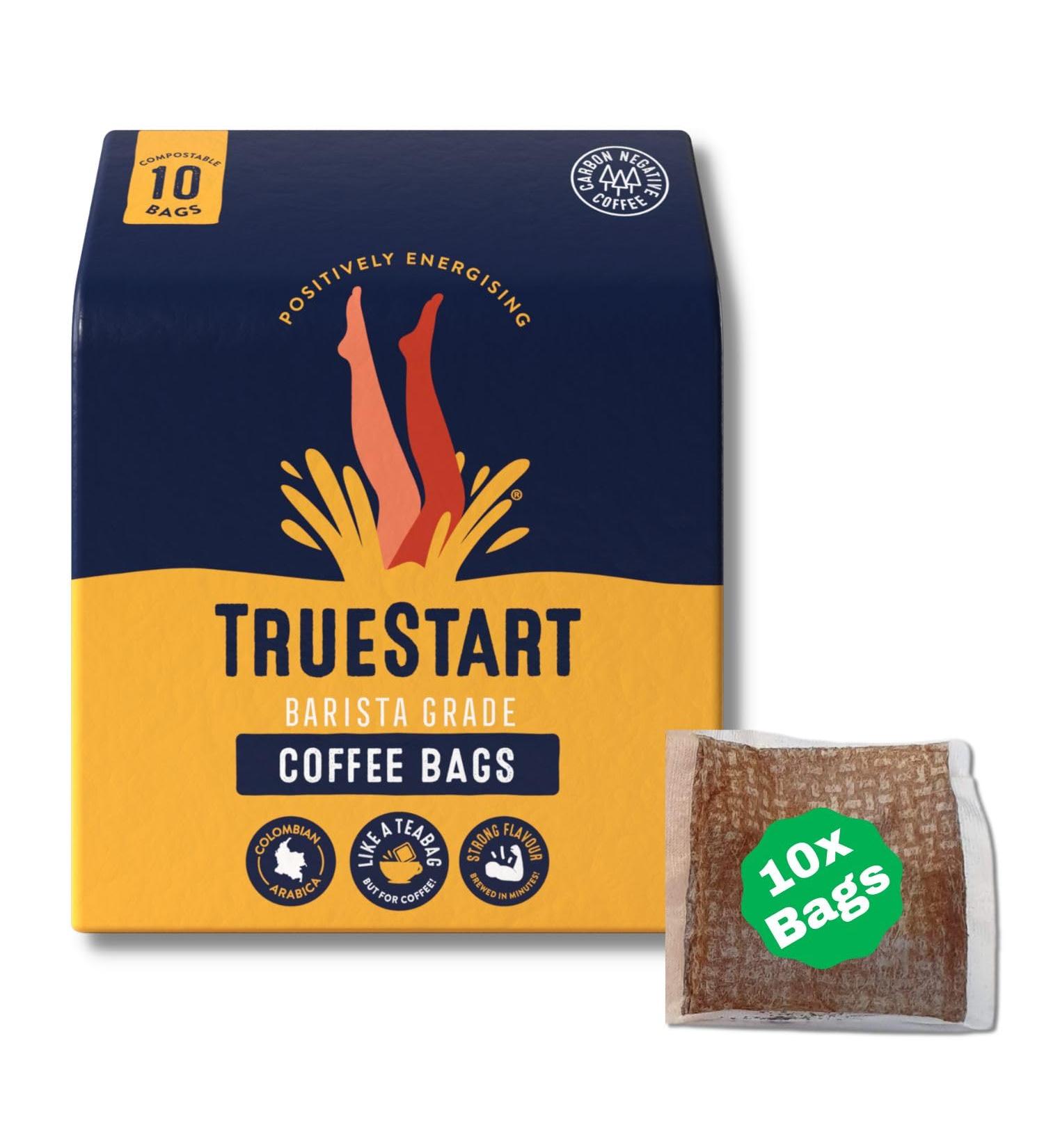 TrueStart Barista Coffee Bags - Energising Colombian Arabica - Biodegradable Quick Brew - 10 Bags - Buy Online on SooperMarket.com