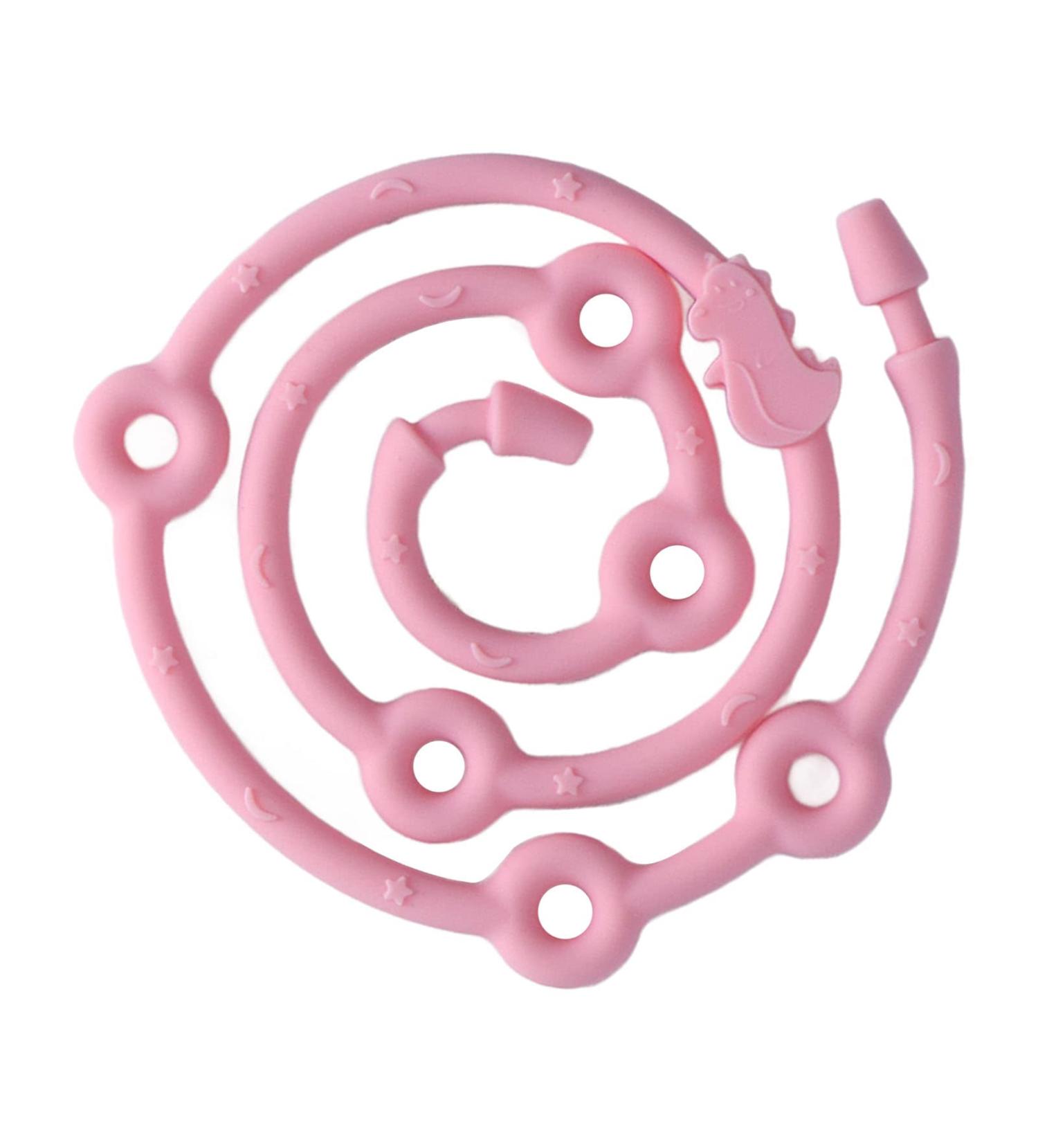 Topincn Pink Silicone Pacifier Clips Adjustable Baby Bottle Straps & Toy Seat Belts - Stretchy Bite Ring Dishwear for Strollers - Buy Online on SooperMarket.com