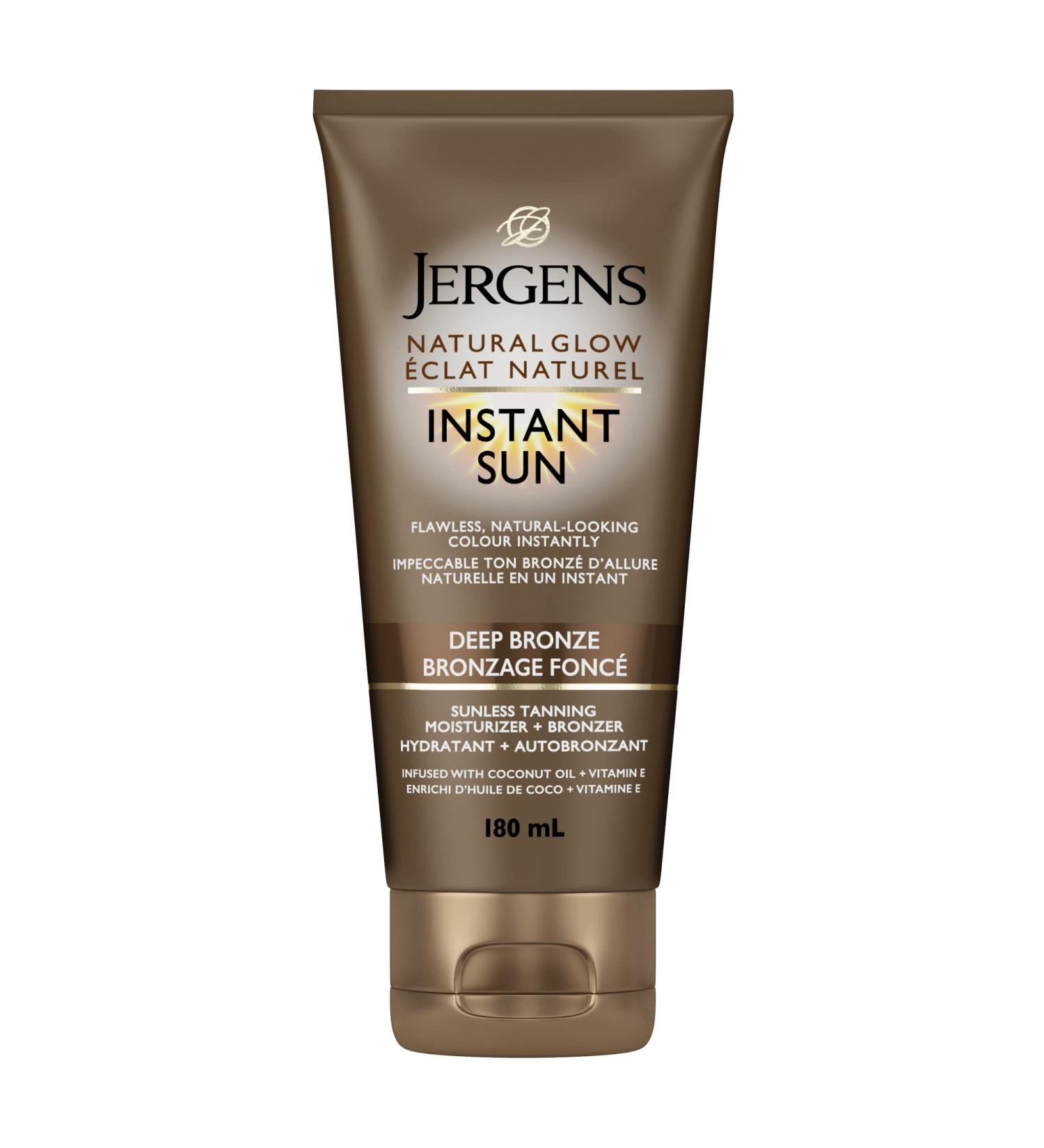 Jergens Natural Glow Instant Sun Sunless Tanning Moisturizer + Bronzer Deep Bronze (180 mL) - Buy Online on SooperMarket.com