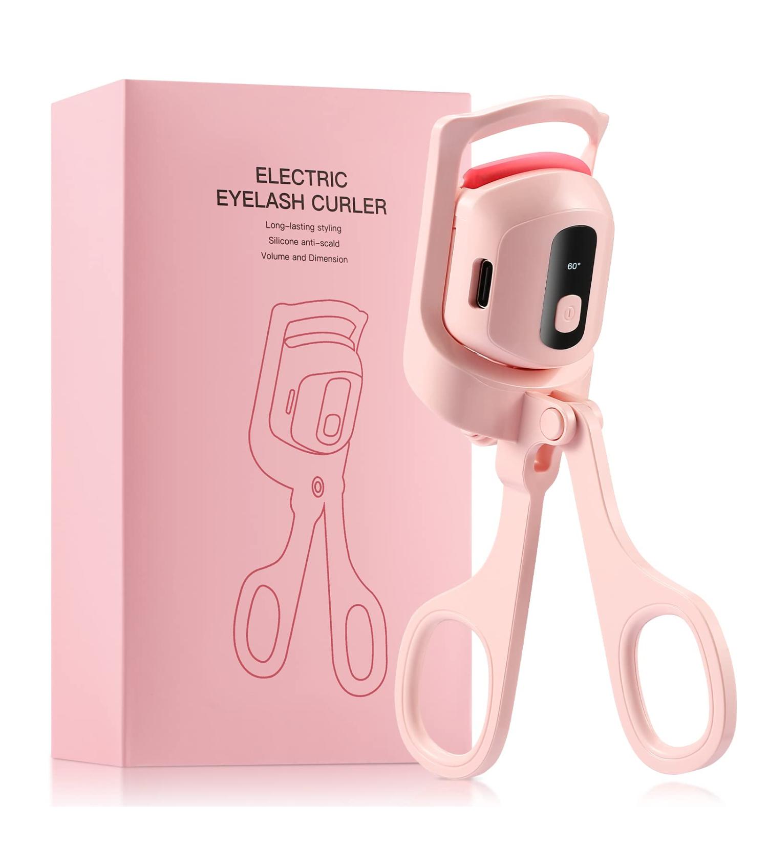 ATTEASAY Heated Eyelash Curler | 3 Heat Modes, LCD Display, USB Rechargeable - Pink - Buy Online on SooperMarket.com