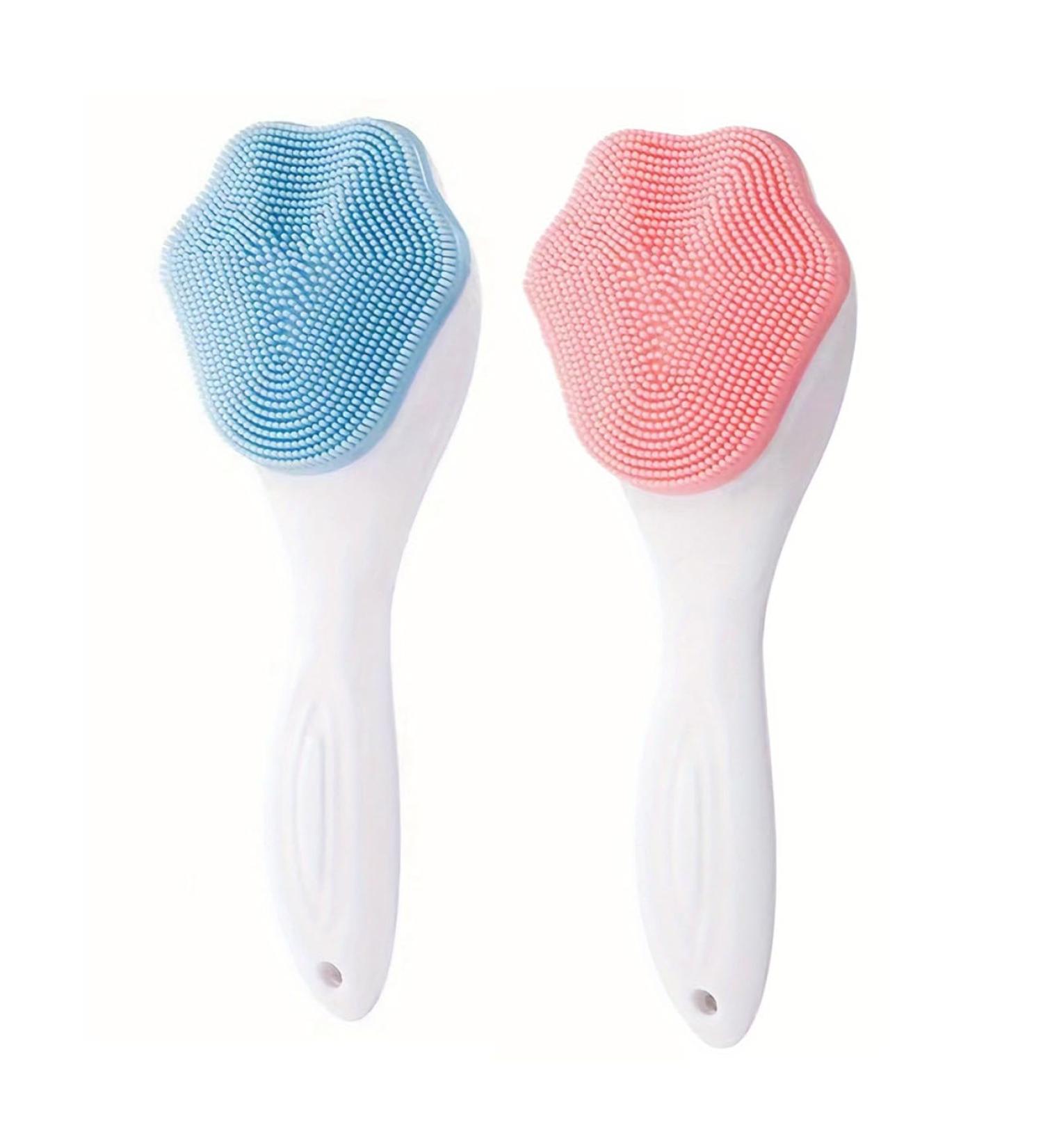 SHANPIN Handheld Silicone Face Scrubber Exfoliator - Soft Facial Cleansing Brush & Blackhead Remover (2 Pcs) - Waterproof Skincare Tool - Buy Online on SooperMarket.com