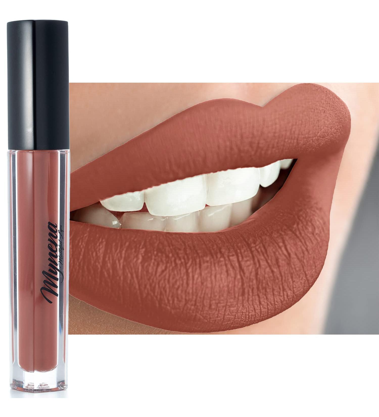 Mynena Terracota Brown Matte Lip Stain - Long Lasting, Waterproof, No Smudge, Talc-Free, Gluten-Free | Zoe - Buy Online on SooperMarket.com