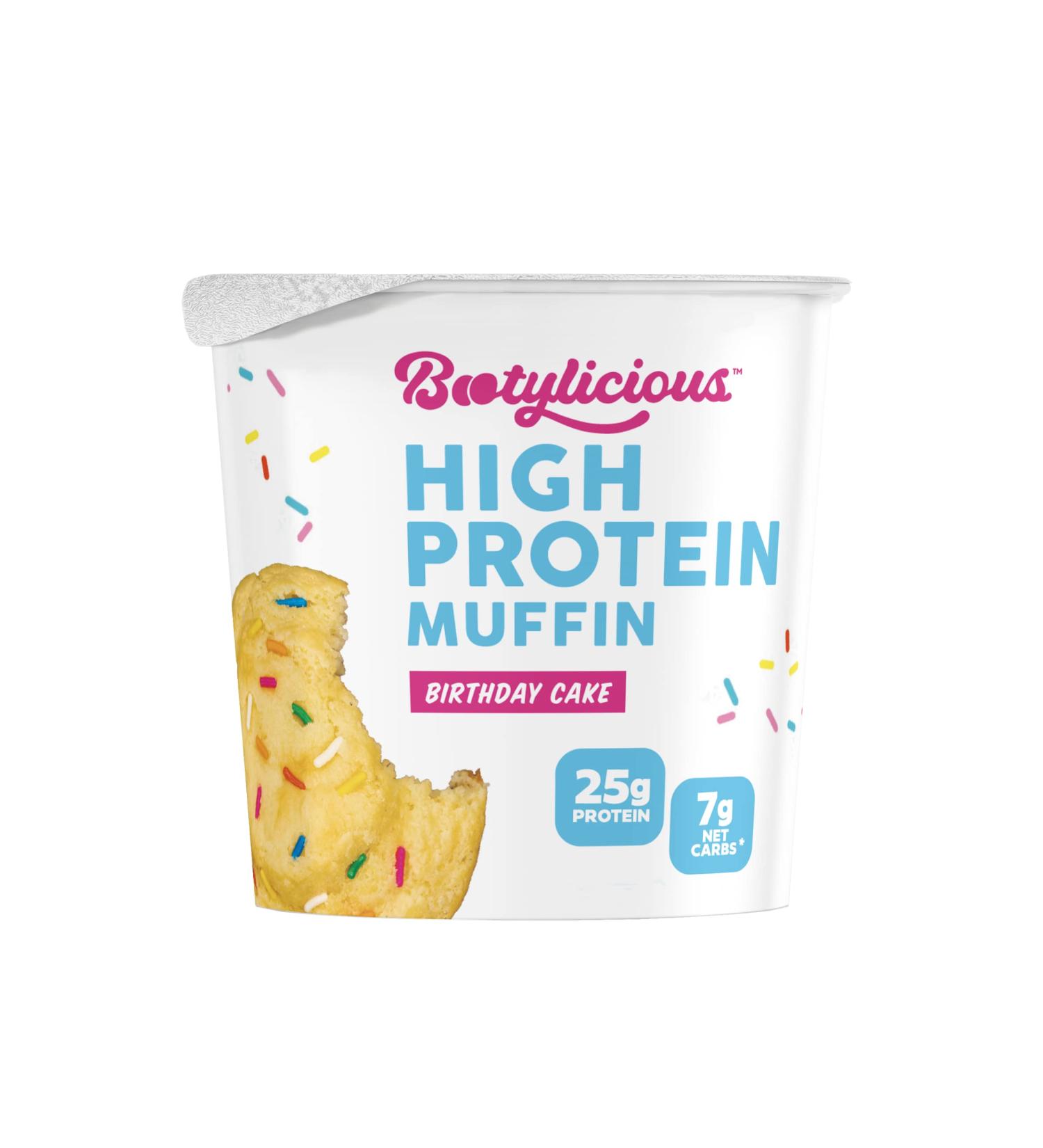 Bootylicious High-Protein Muffins | 25g Protein | 7g Net Carbs | 1.86-1.76oz Cup | 12-Pack (Birthday Cake) - Buy Online on SooperMarket.com