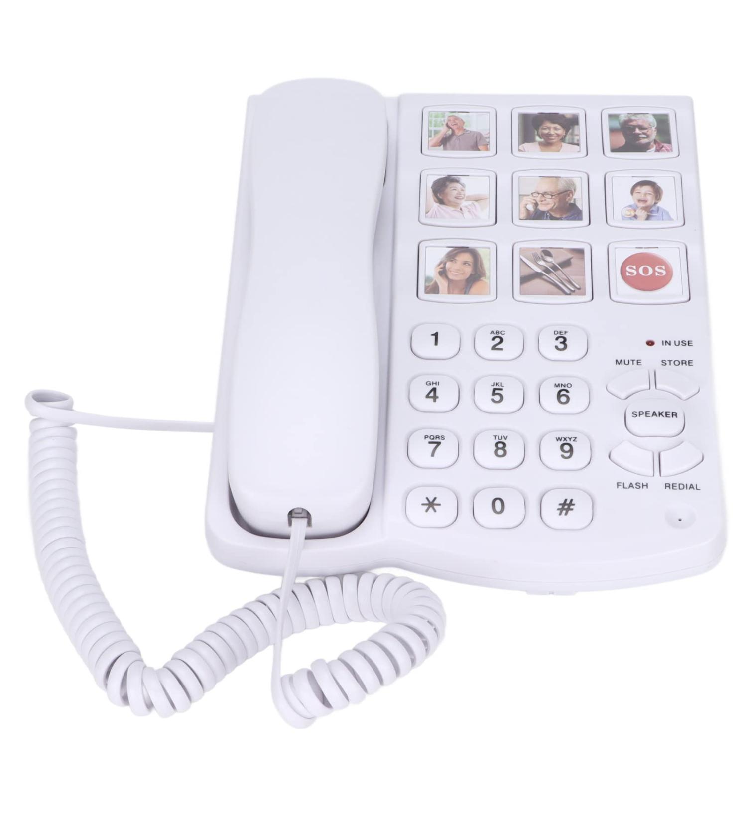 LIKJ Big Button Corded Phone LD 858HF Hands-Free Dial Photo Memory Desktop Telephone One-Touch Dialing Landline Phones with 7 Home Number 1 SOS Number 1 Meal Order Number for Seniors Elderly Home - Buy Online on SooperMarket.com