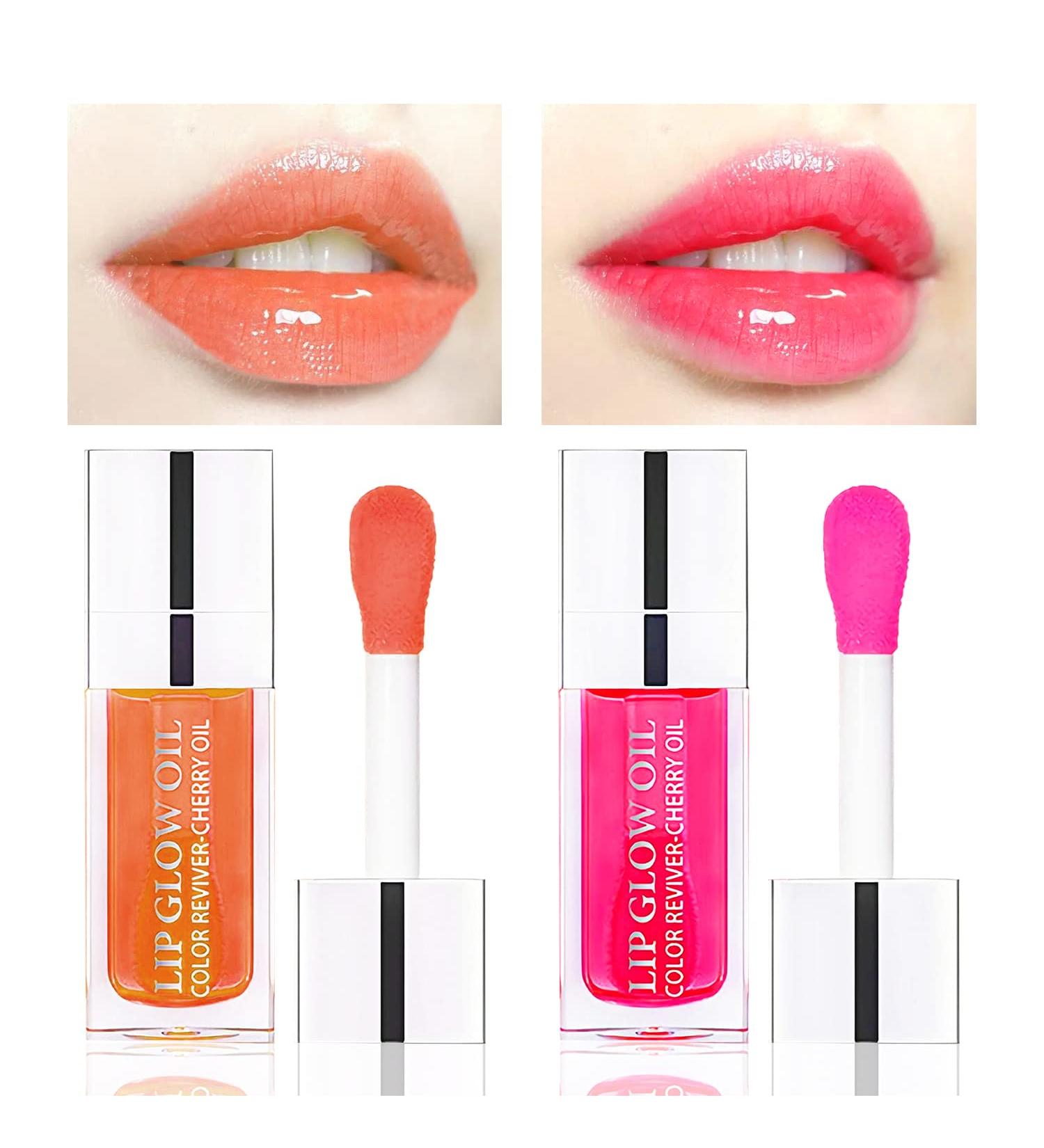 2 PCS Hydrating Plumping Lip Oil Gloss - Moisturizing & Long Lasting Formula for Nourished Lips - Non-Sticky & Transparent Shine - Buy Online on SooperMarket.com
