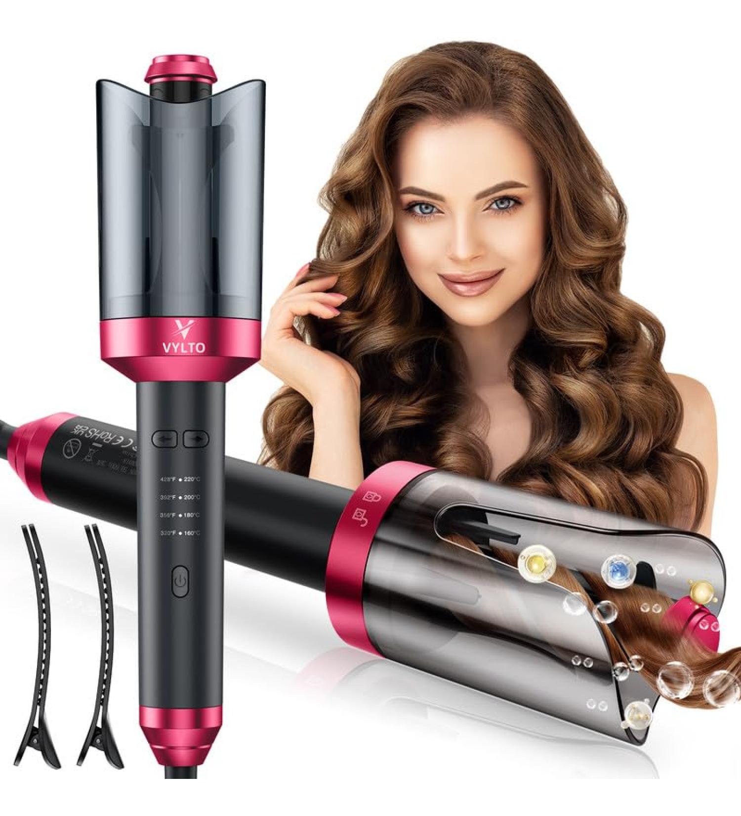 Automatic Curling Iron - 1 Large Rotating Barrel 4 Temp Settings Anti-Scald & Anti-Tangle Fast Heating Hair Curler - Perfect for International Shipping - Buy Online on SooperMarket.com