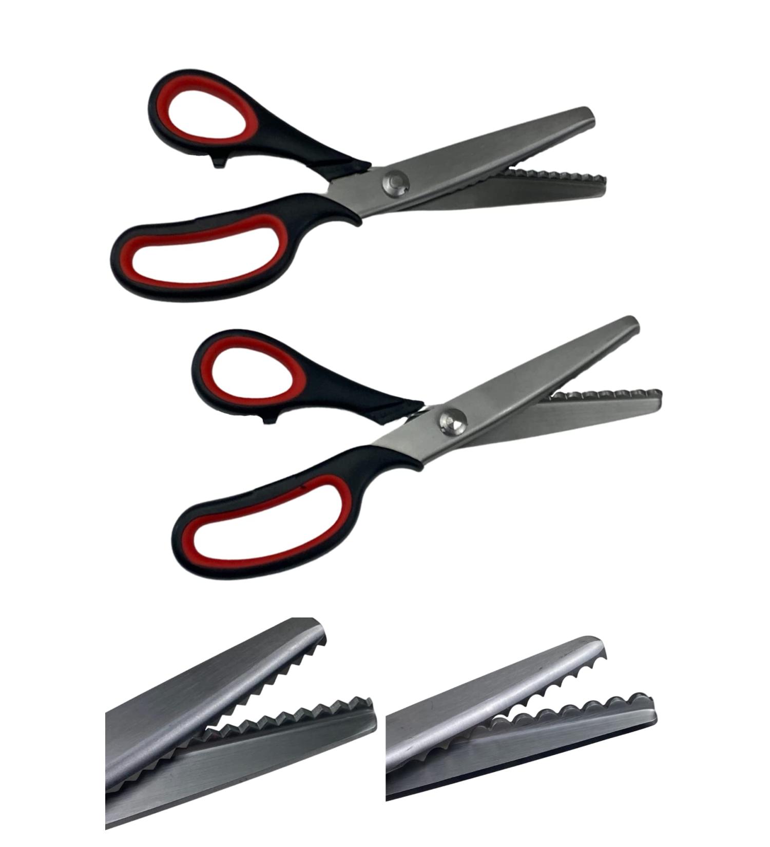 LIZARA Professional Heavy Duty Pinking Shears Scissors for Fabric - Pack of Zig Zag and Scalloped Pattern Scissors | Tailor's Pinking Shears for Precision Fabric Cutting - Buy Online on SooperMarket.com