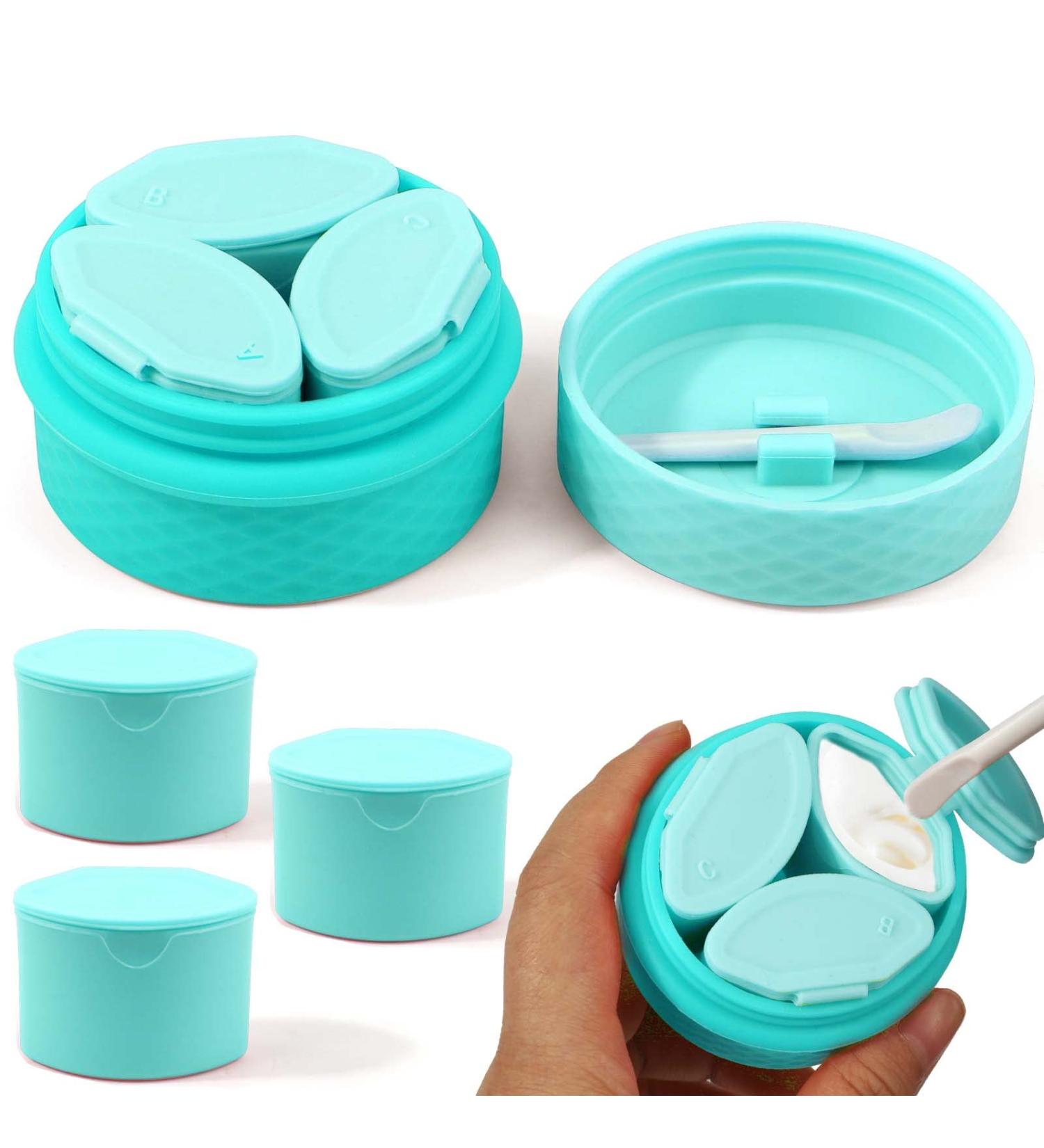 Juome Silicone Travel Containers for Toiletries | Leak-proof Travel Jars for Creams | Travel Essentials Kit for Women (Blue) - Buy Online on SooperMarket.com
