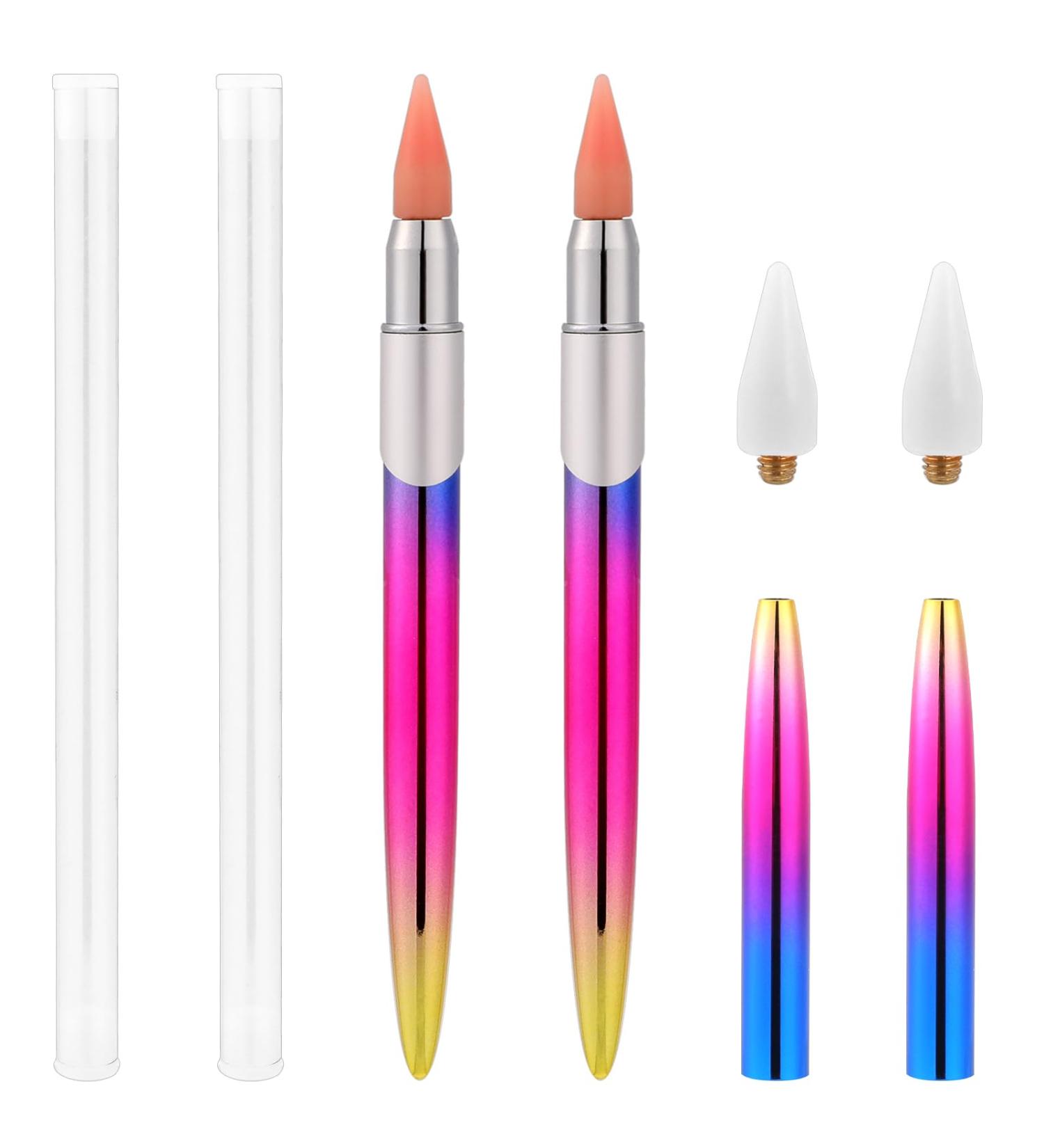 2-Piece Rhinestone Picker Set with Interchangeable Wax Tip - Nail Art Applicator Tool for Perfect Manicures - Buy Online on SooperMarket.com