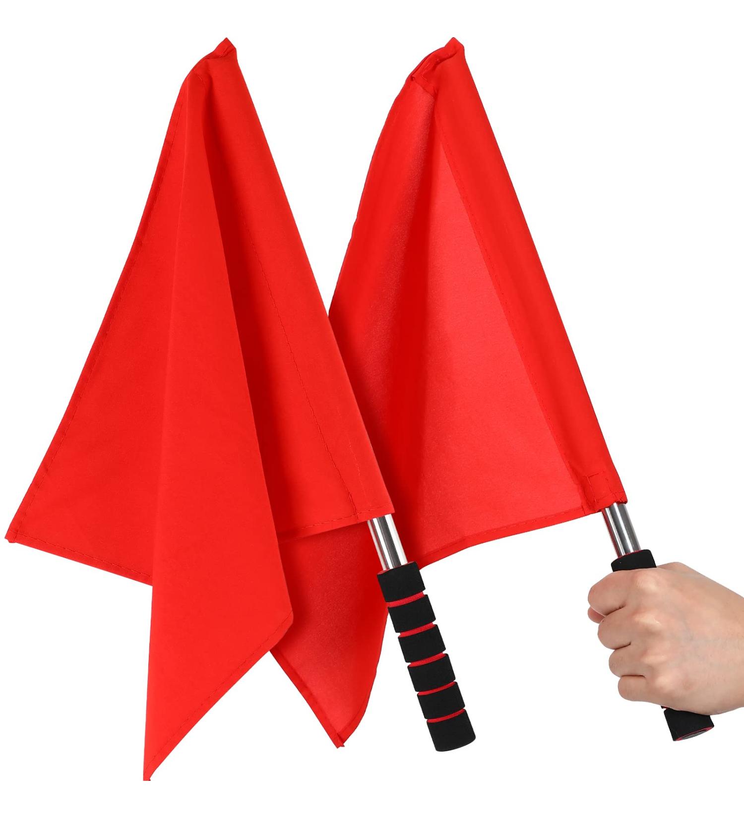 GANAZONO 2Pcs Stainless Steel Referee Flag Set - Red Flag with Sponge Handle for Soccer, Volleyball, Football, Track - Official Linesman Performance Flag - Buy Online on SooperMarket.com
