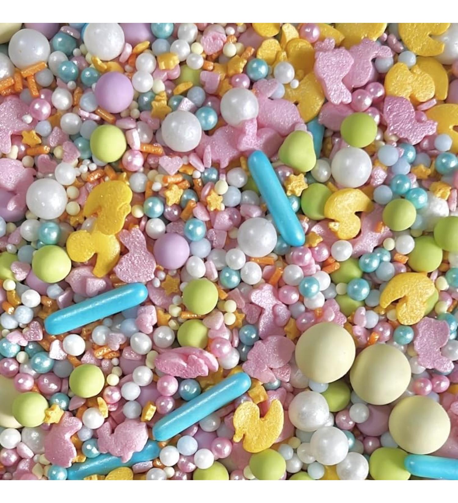 Easter sprinkles for cakes cupcake edible toppers sprinkle mix blend lilac pink yellow bunny pearls party decoration baking biscuits cake topper balls chocolate balls HOPPY EASTER - Buy Online on SooperMarket.com