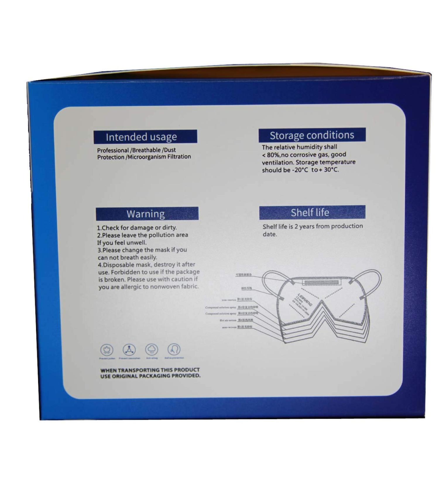 Leikang FFP3 Certified 5-Layer Protective Mask - 20 Pack | High BFE 98% | Dust & Particle Protection - Buy Online on SooperMarket.com