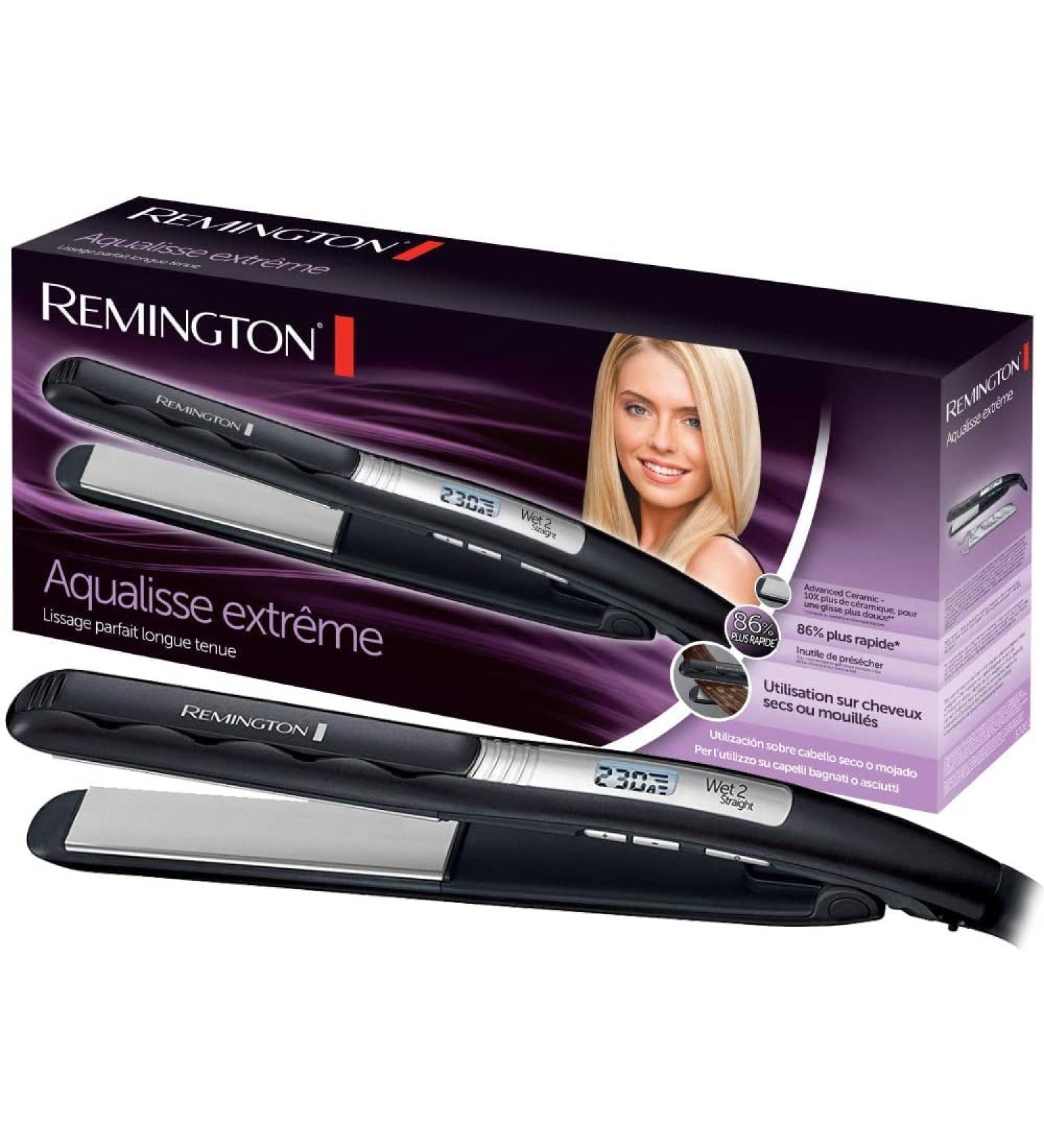 Remington Hair Smoothing Aquisse S7202 - Wet & Dry Styling High-Quality Ceramic Coating Extra Long Plates Includes Storage Bag - Buy Online on SooperMarket.com