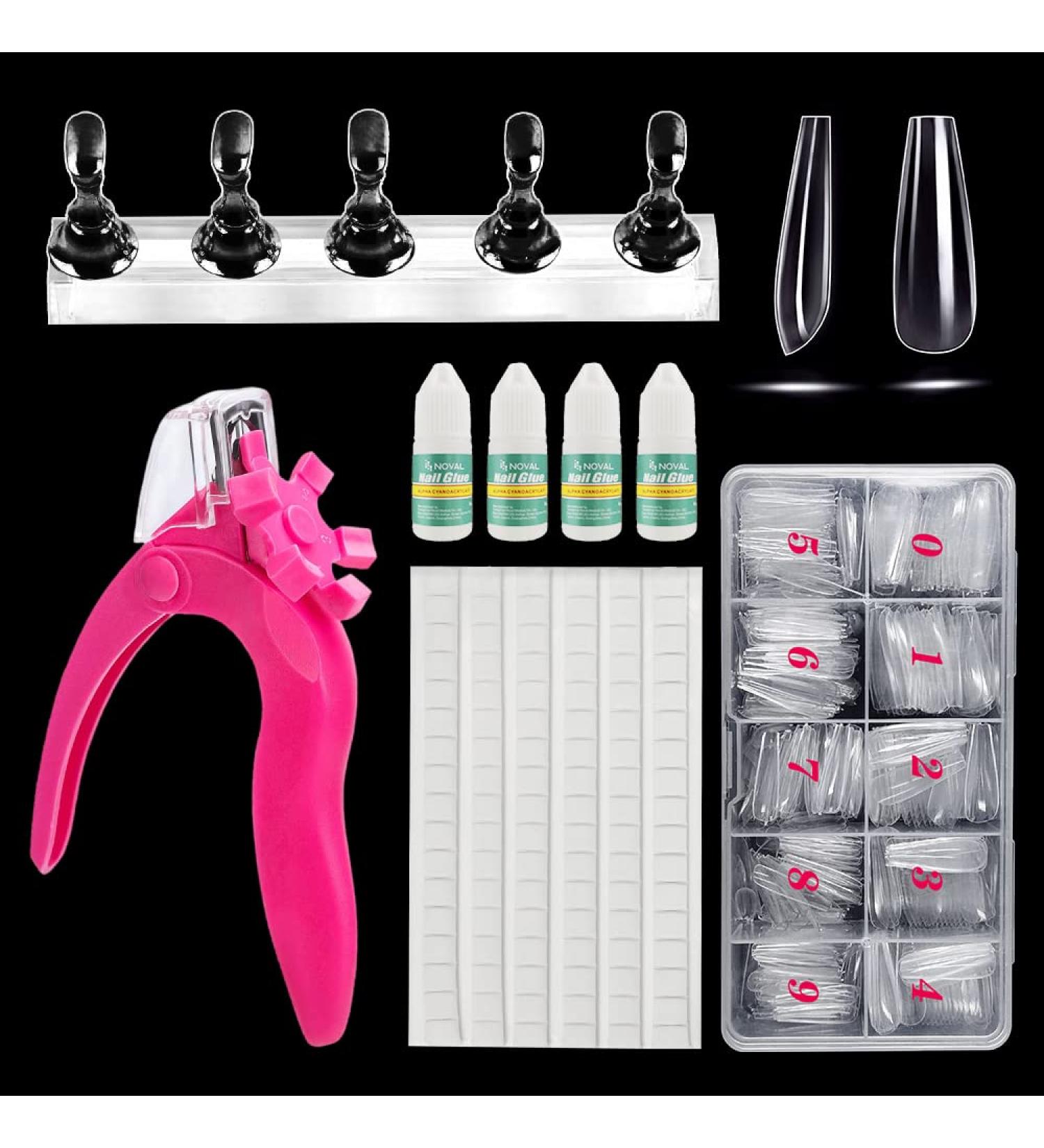 NOVAL DIY Press on Nail Making Kit - 500PCS Full Cover Coffin Nail Tips with Magnetic Holder, Glue, Cutter Clipper & Adhesive Putty - Nail Art Set - Buy Online on SooperMarket.com