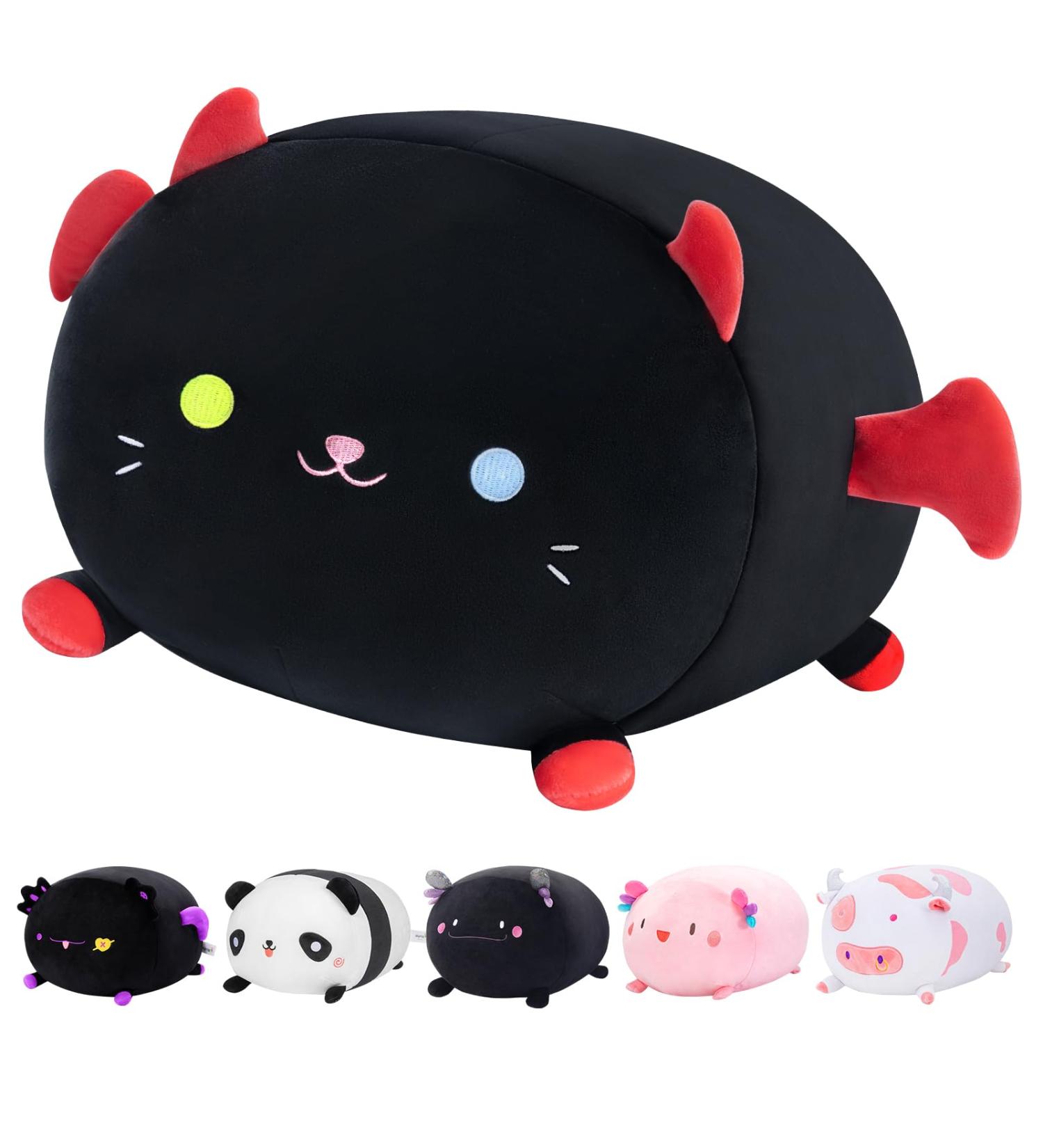 Mewaii Black Devil Cat Plush Pillow 16'' - Soft Stuffed Animal Squishy Toy for Adults, Girls, Boys - Fluffy Cuddle Plushie (16in/40cm) - Buy Online on SooperMarket.com