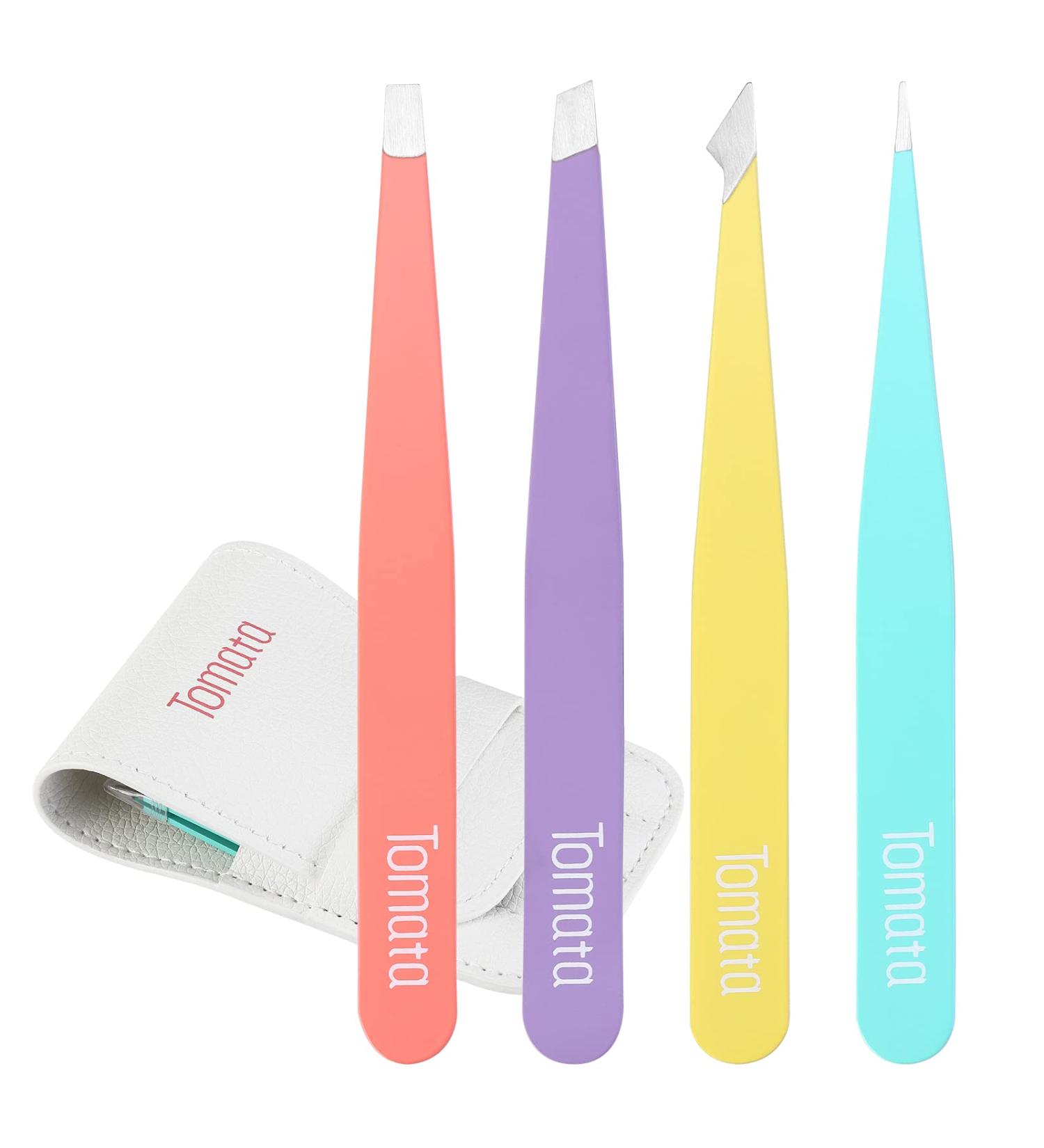 4-Piece Precision Eyebrow Tweezers Set - Slant & Pointed Tips for Hair Removal, Splinters & More - Buy Online on SooperMarket.com