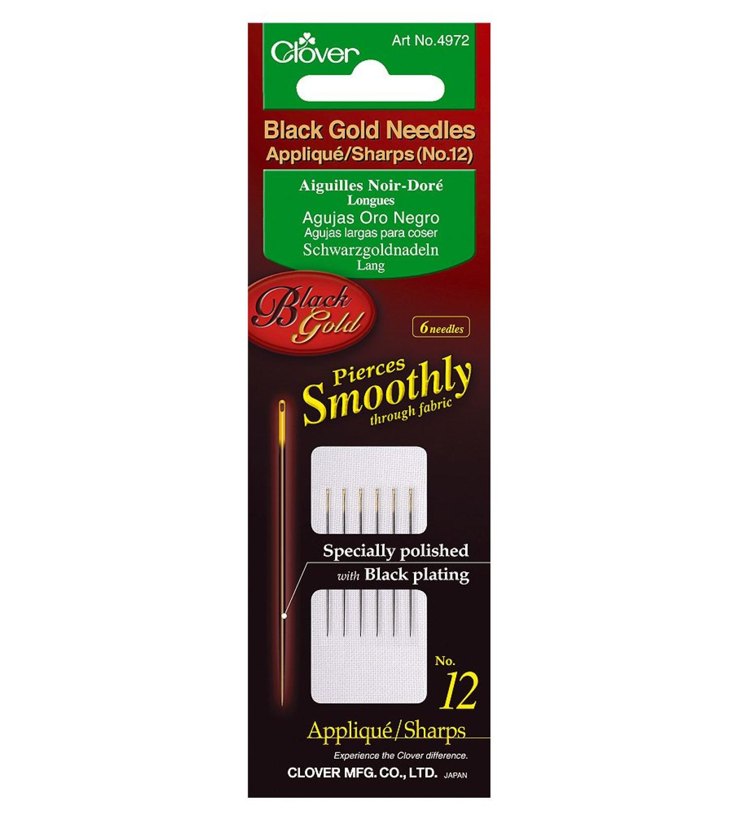Black/Gold Clover Needles Applique/Sharps No. 12 - High Quality Sewing Needles - Buy Online on SooperMarket.com