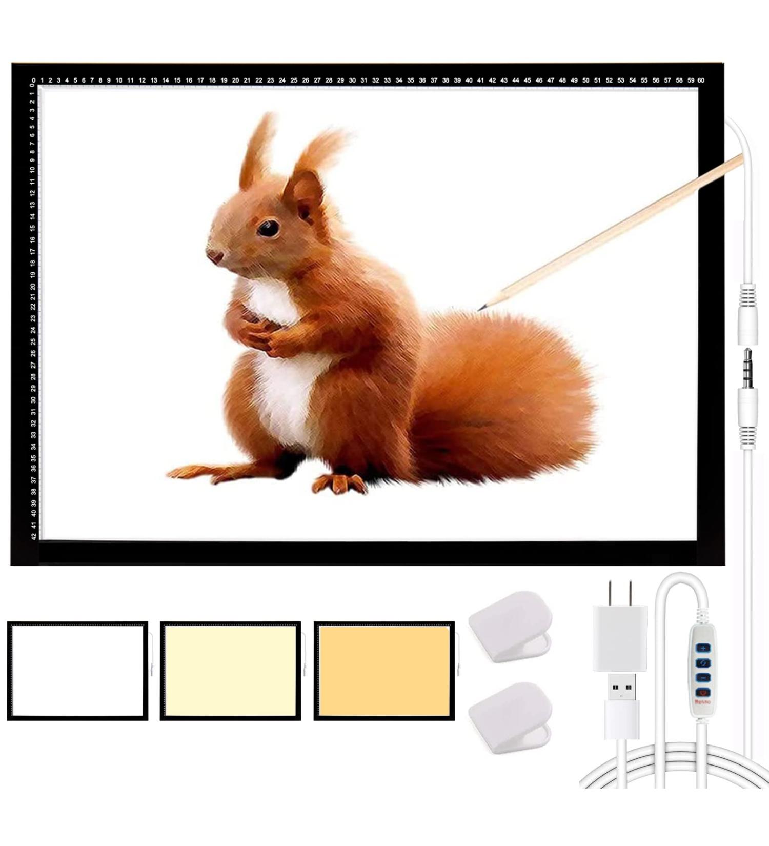 Upgraded A2 Light Pad | 3-Color Settings | Stepless Brightness Adjustment | Large Tracing Board 25x18 INCH with Clips - Buy Online on SooperMarket.com