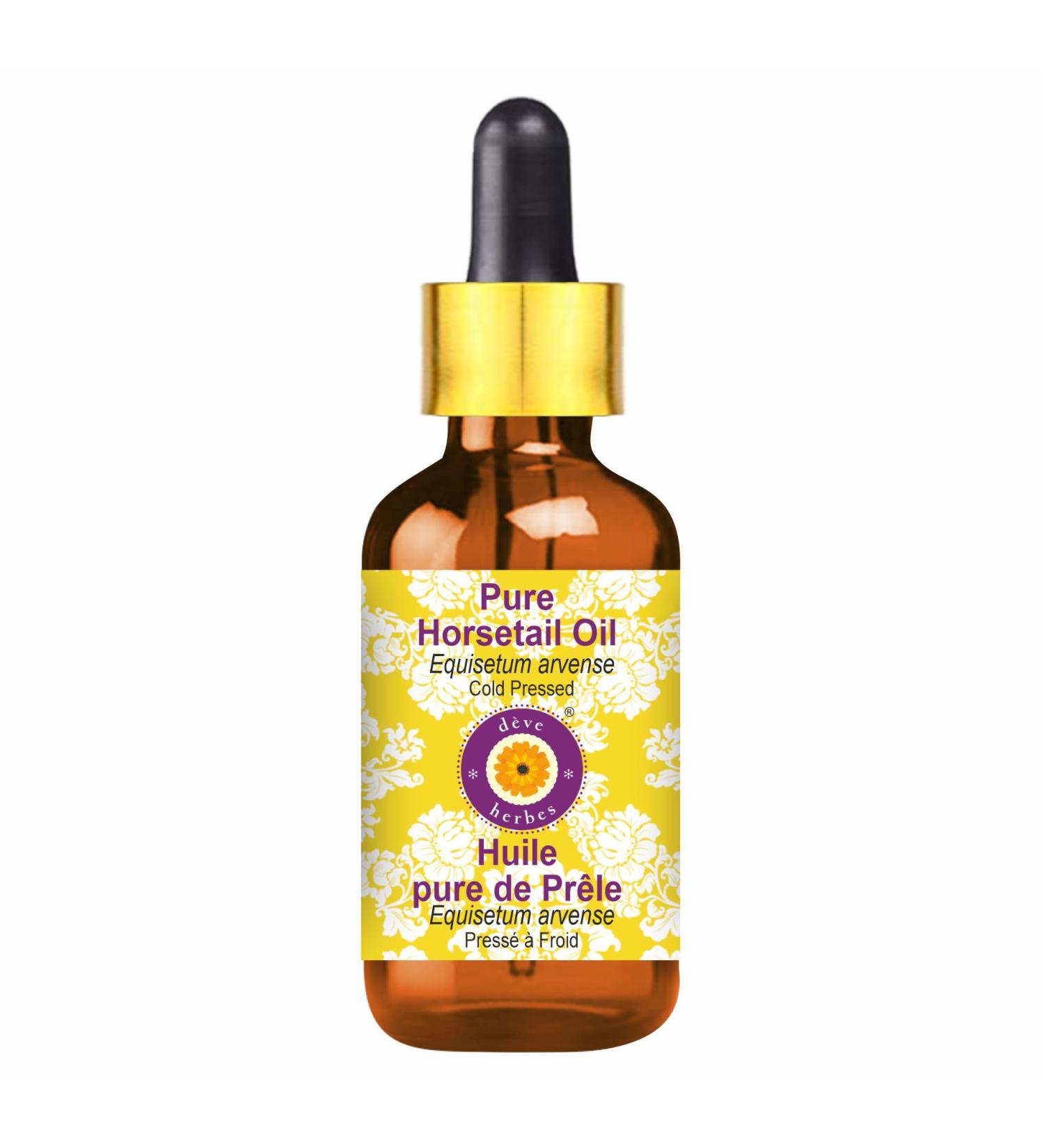 Deve Herbes Pure Horsetail Oil (Equisetum arvense) with Glass Dropper Cold Pressed 30ml (1 oz) - Buy Online on SooperMarket.com